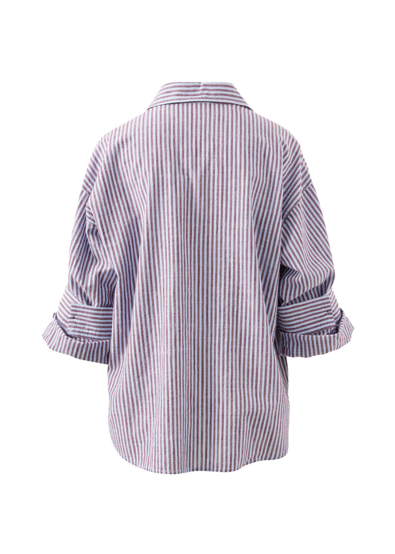 Ceres Life Miya Shirt - Wine Blue Small Stripe
