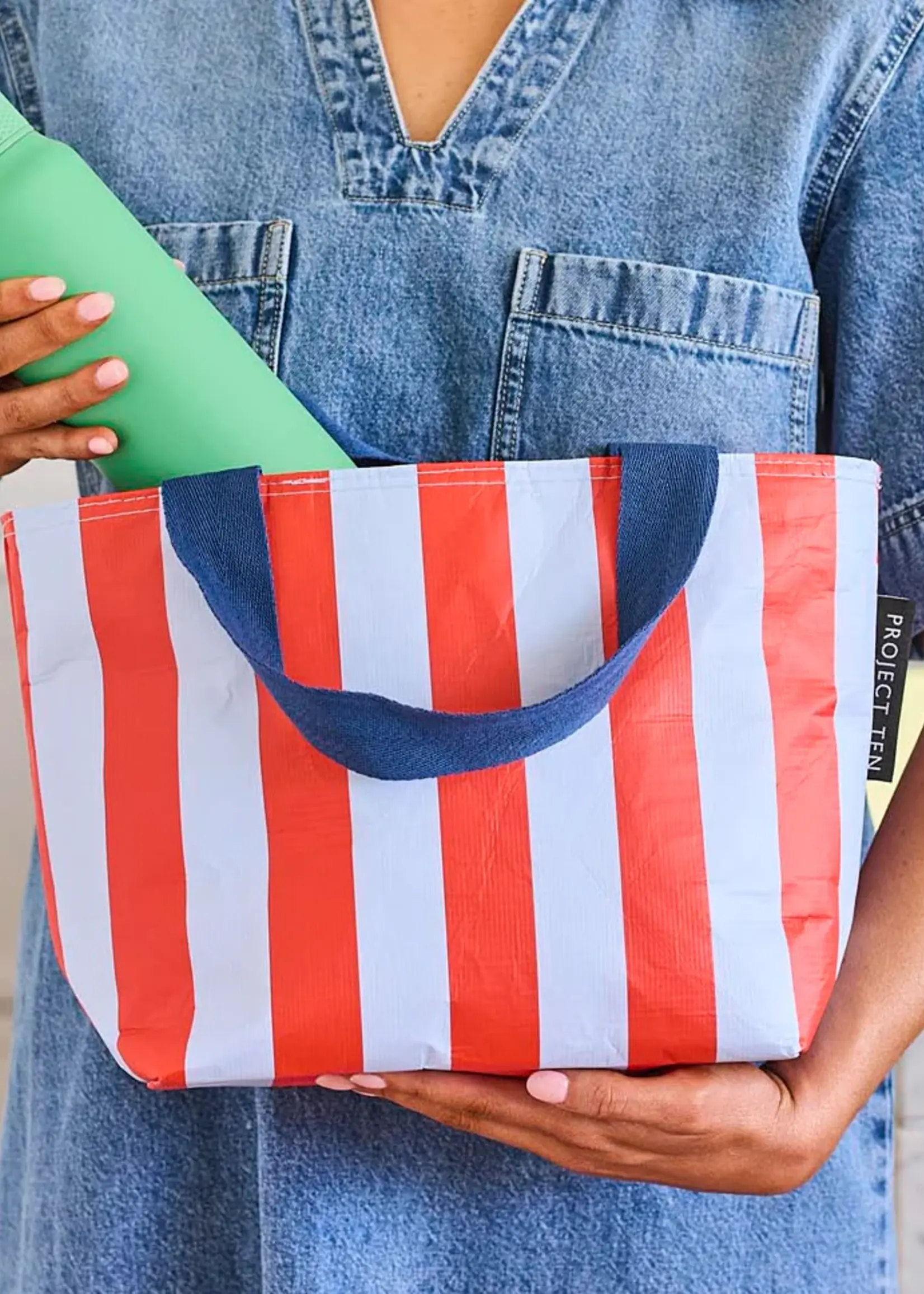 Mini Tote - Red Blue Stripe