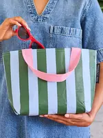Mini Tote - Green Blue Stripe