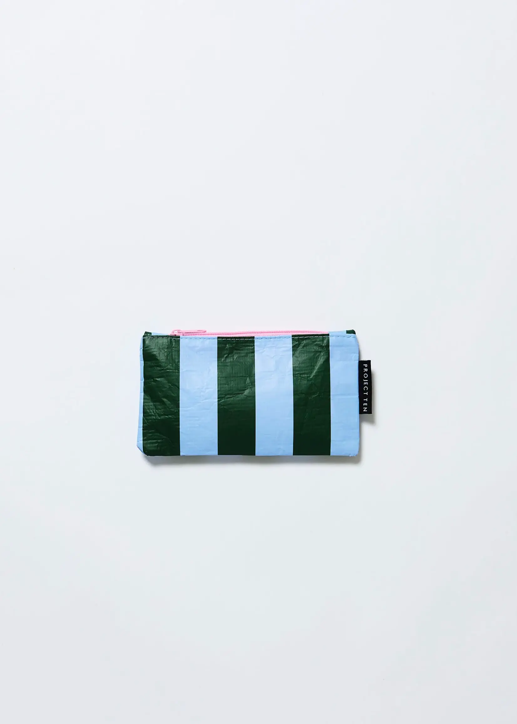 Project Ten Tiny Zip Pouch - Green Blue Stripe