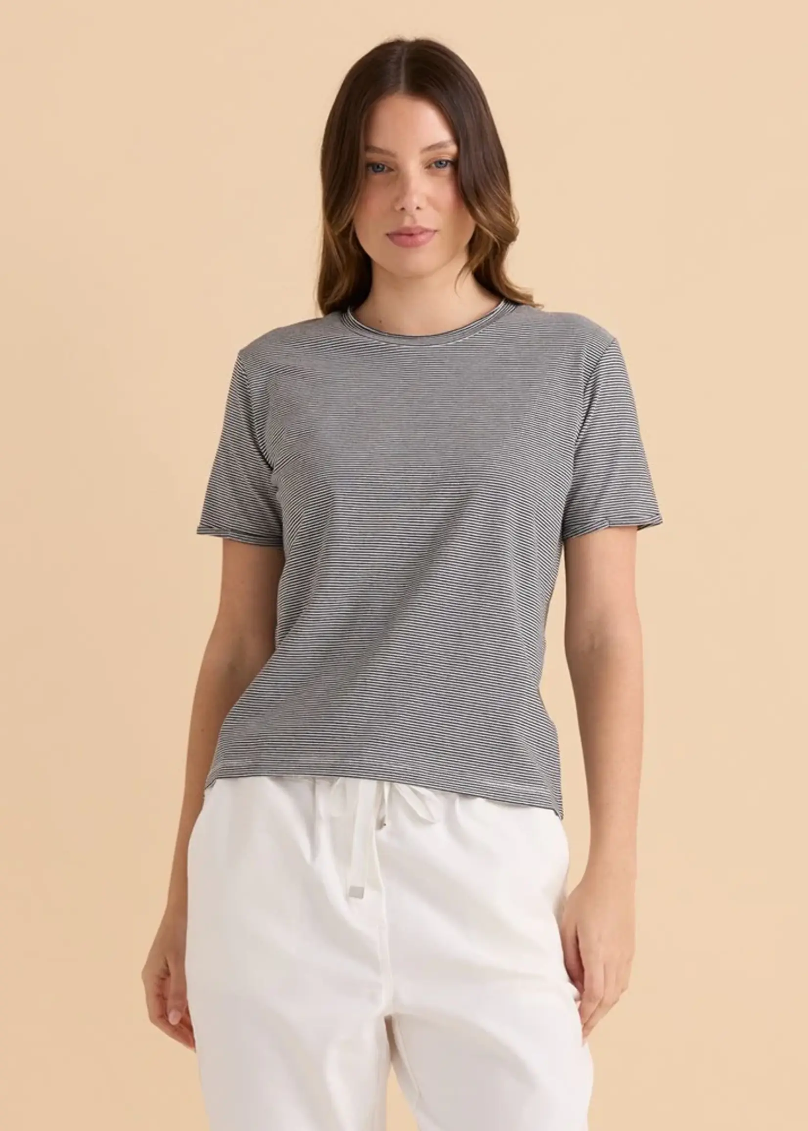 Betty Basic Cotton Slim Fit Tee -  Black Stripe