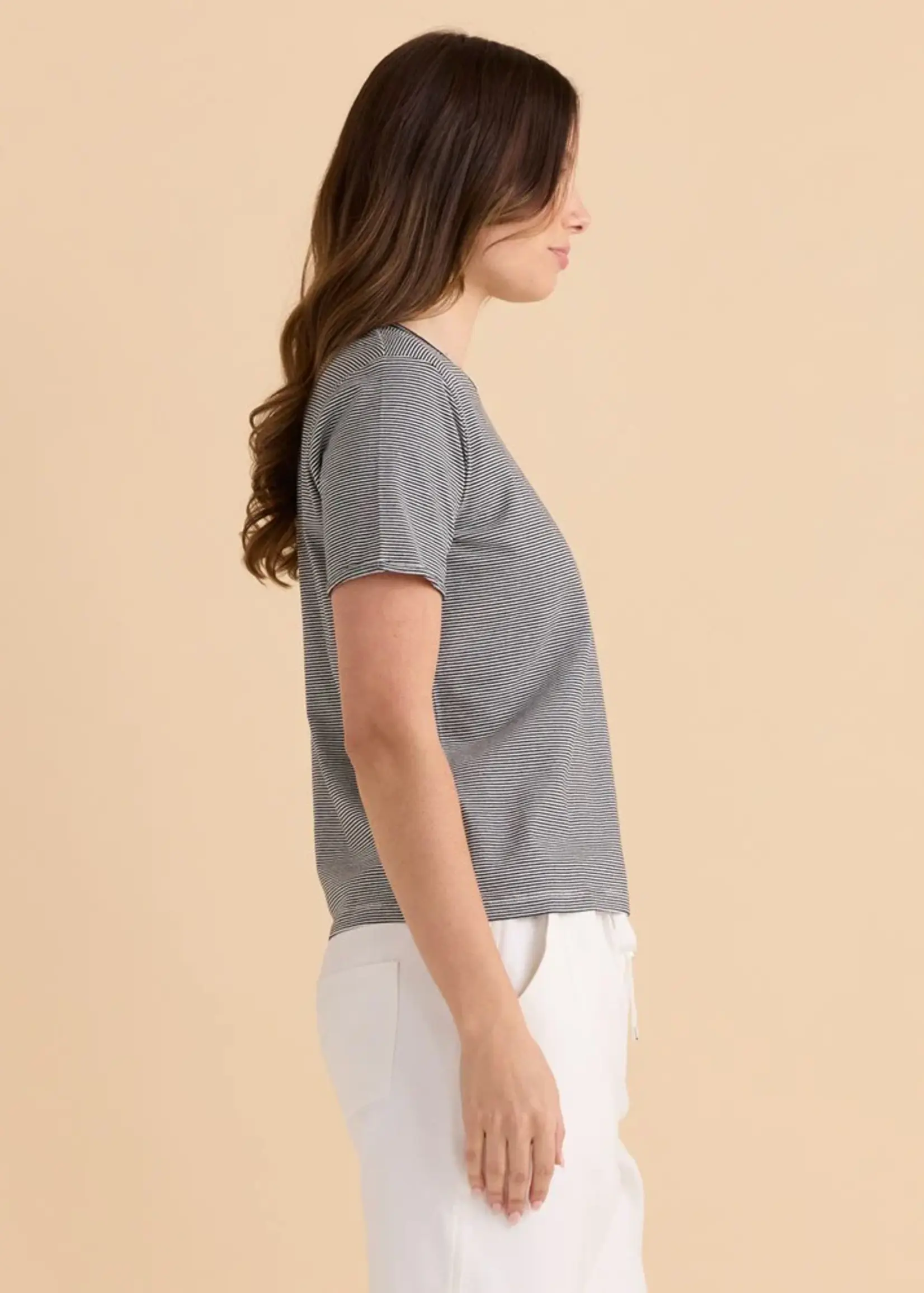 Betty Basic Cotton Slim Fit Tee -  Black Stripe