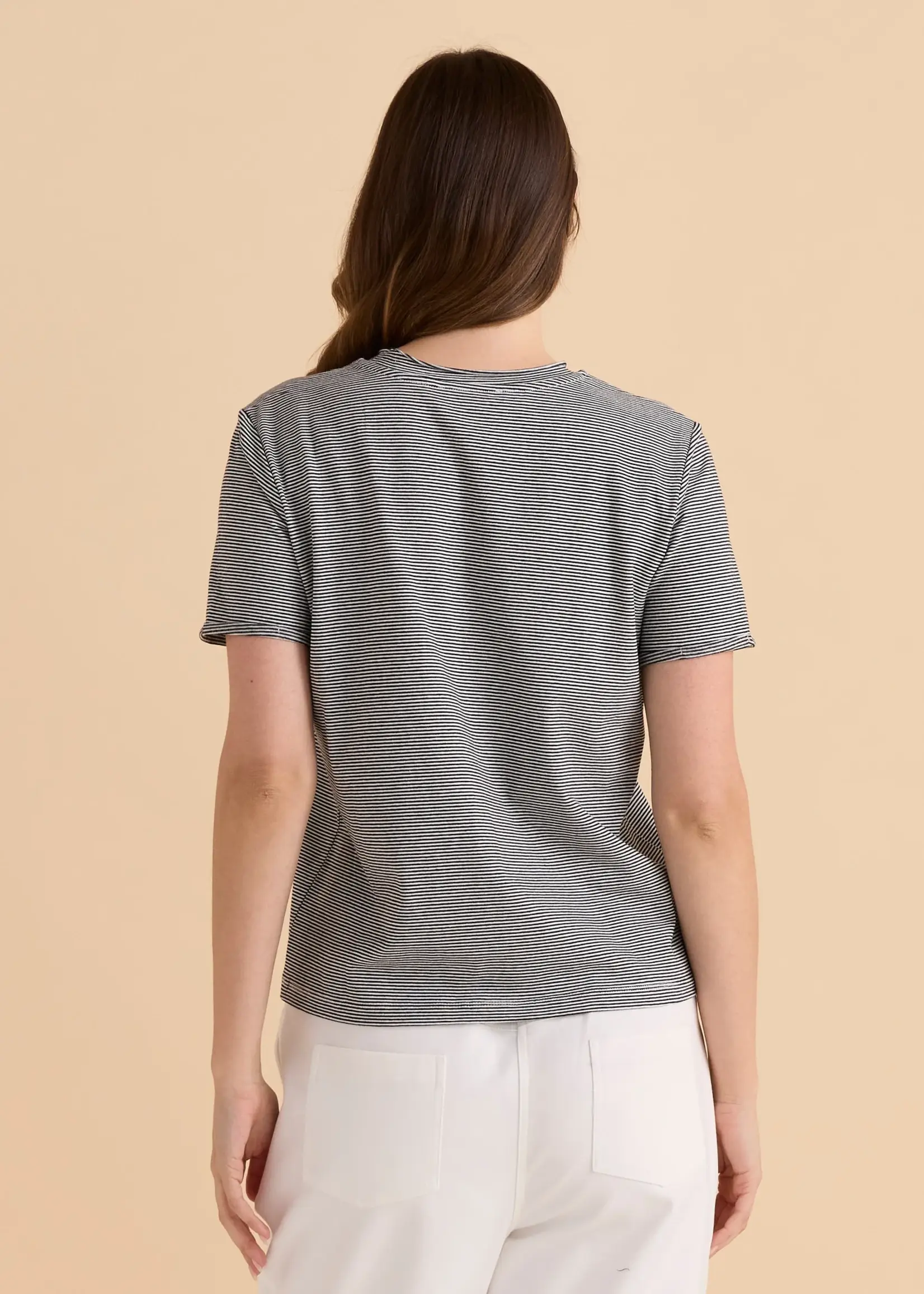 Betty Basic Cotton Slim Fit Tee -  Black Stripe