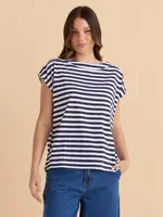 Betty Basic Beth Boatneck Tee - Navy Stripe