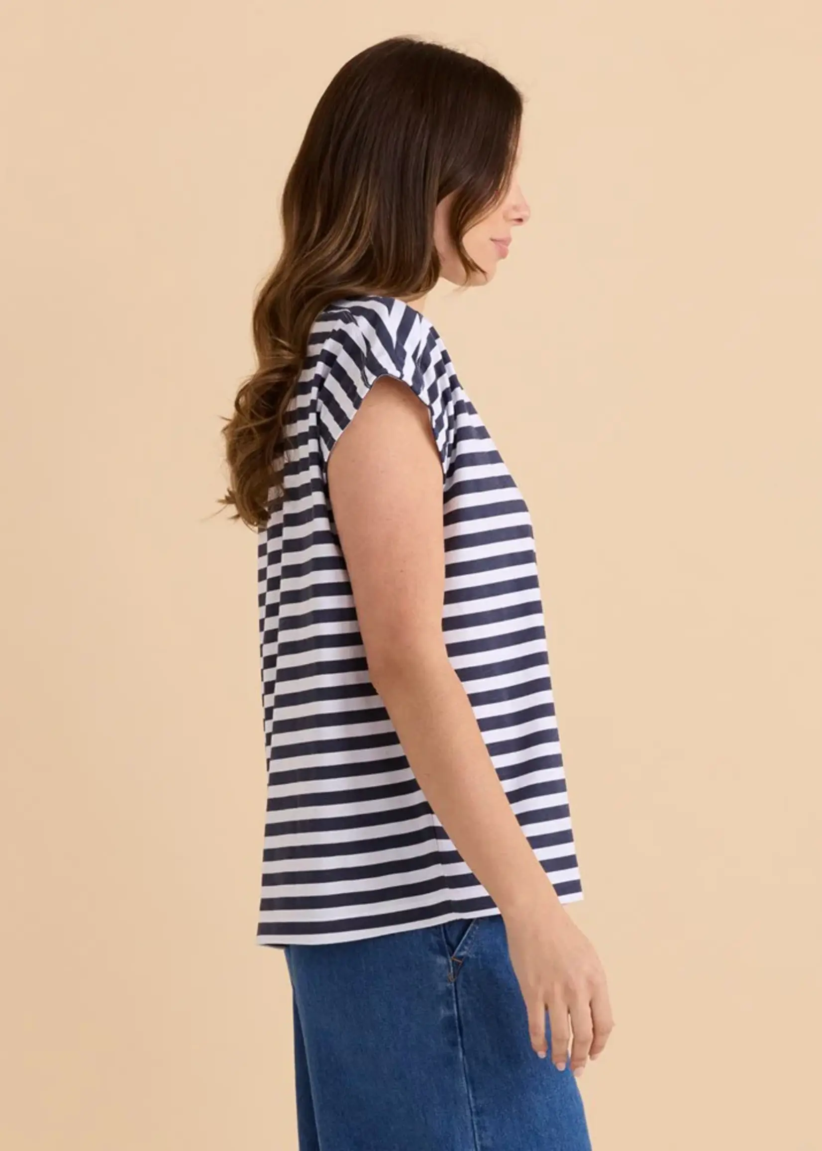 Betty Basic Beth Boatneck Tee - Navy Stripe
