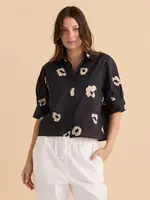 Betty Basic Reagan Poplin Shirt - Leopard Print Black