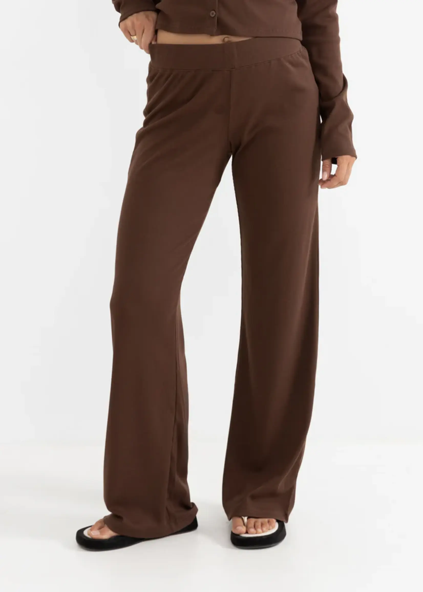 Rhythm Jessie Wide Leg Leisure Pant - Chocolate