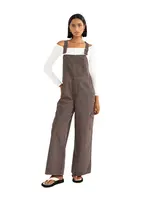 Rhythm Charlie Wide Leg Cargo Overalls - Chocolate