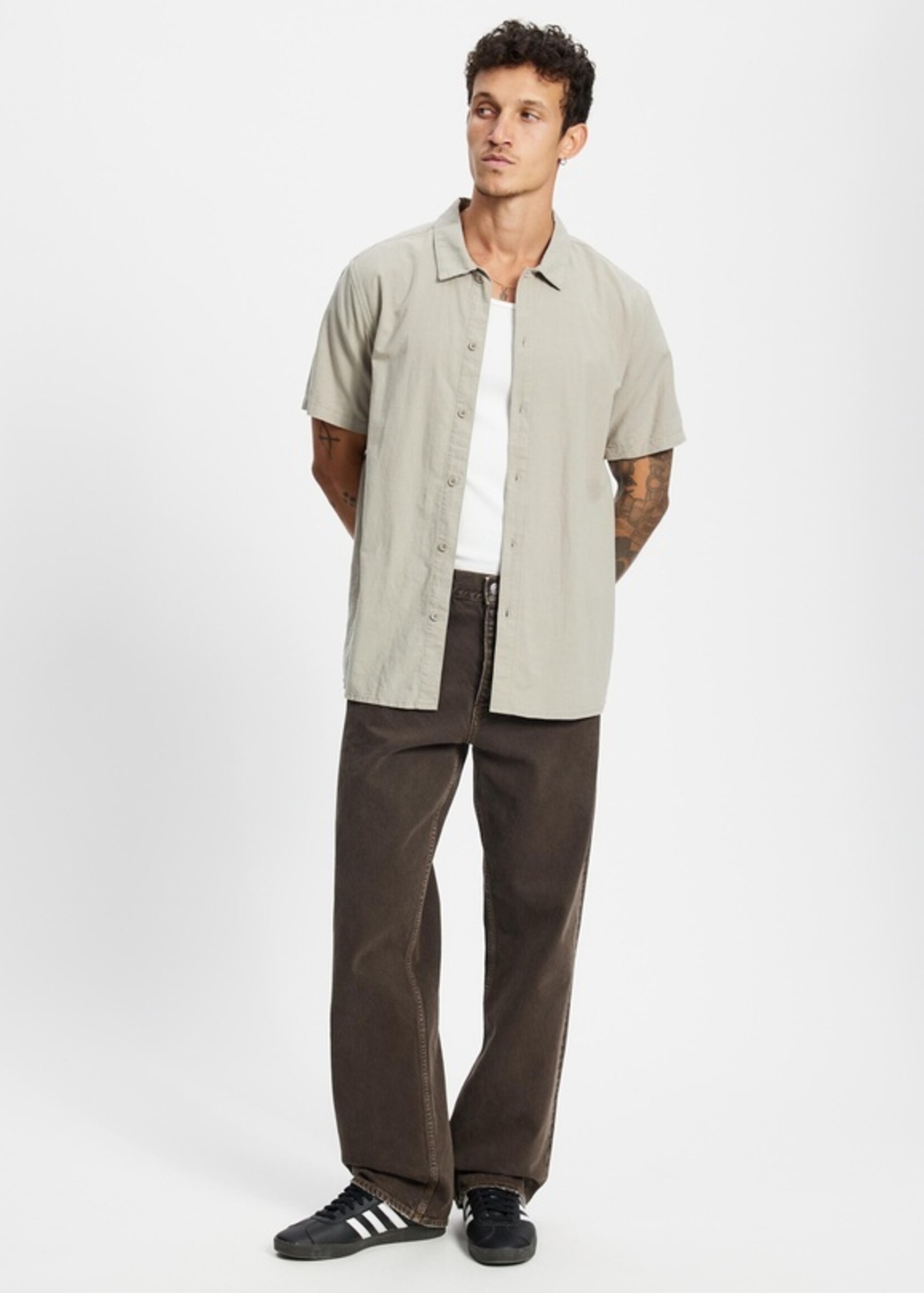 Rhythm Classic Linen SS Shirt - Stone