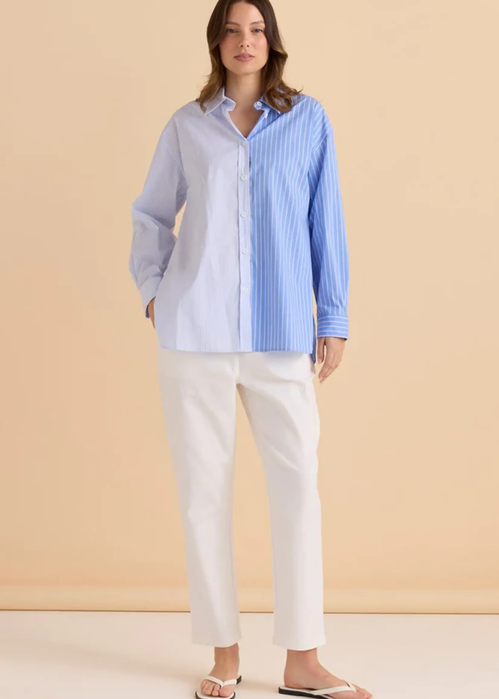 Betty Basic Stevie Shirt - Blue Stripe Contrast