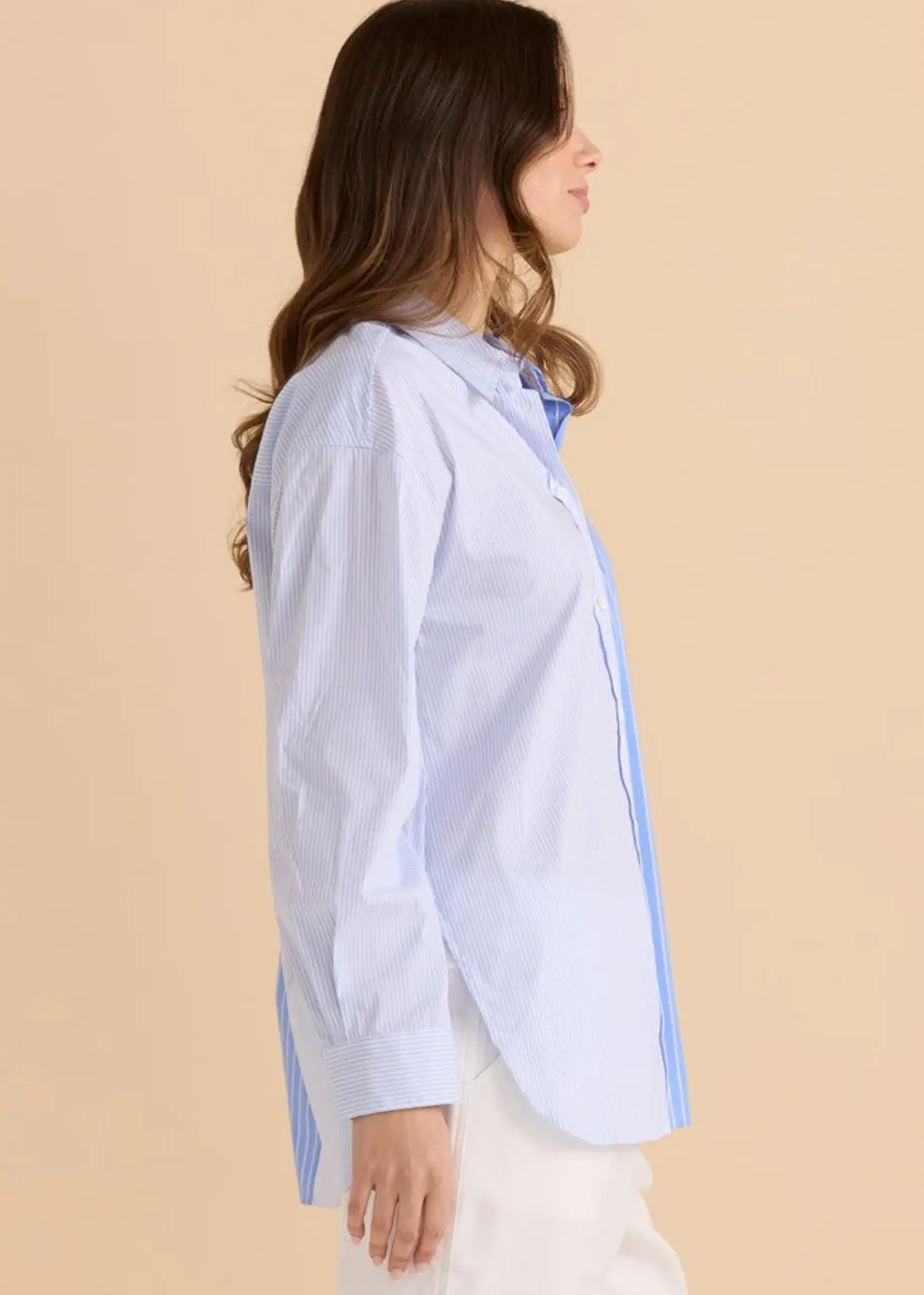 Betty Basic Stevie Shirt - Blue Stripe Contrast