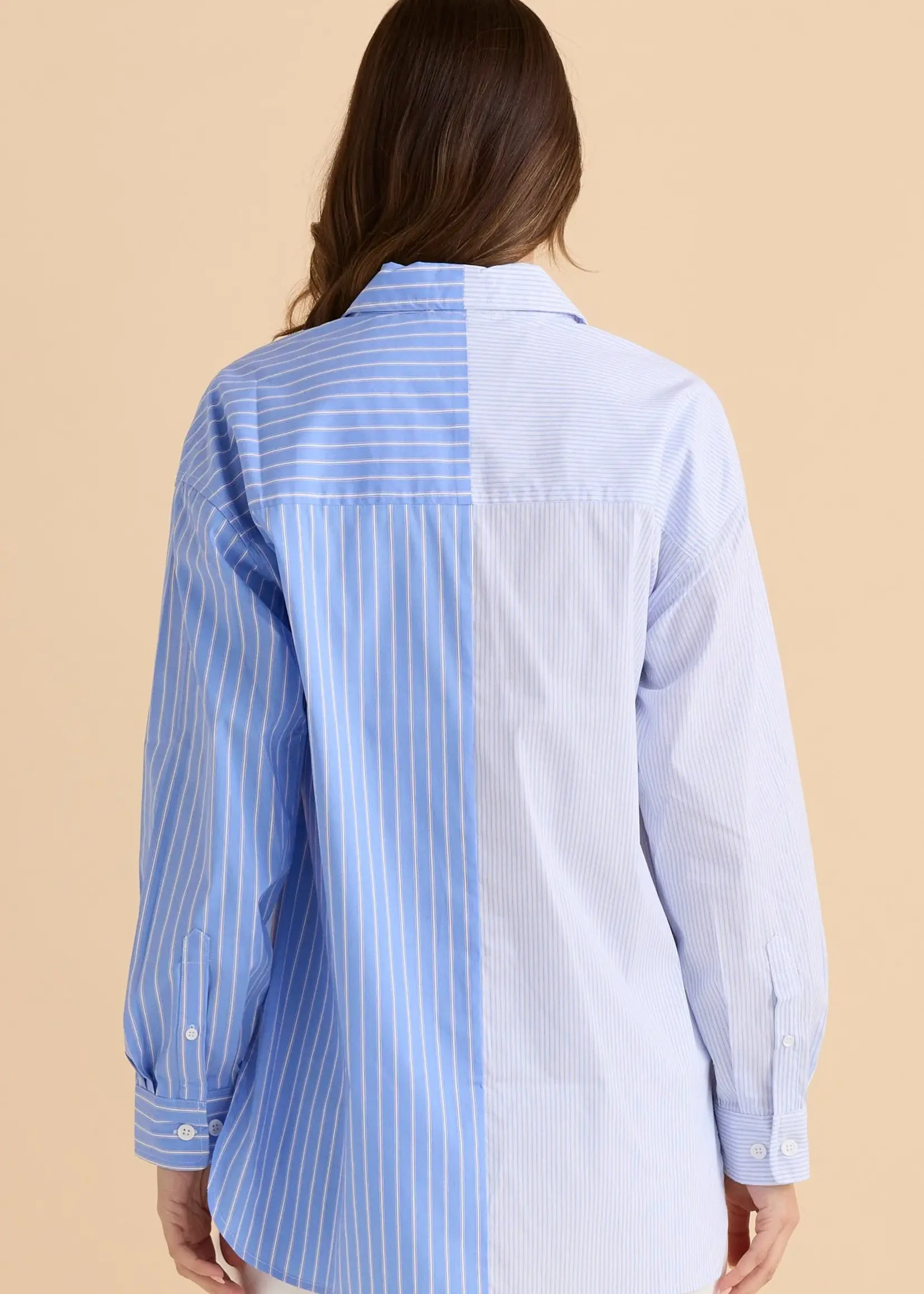 Betty Basic Stevie Shirt - Blue Stripe Contrast