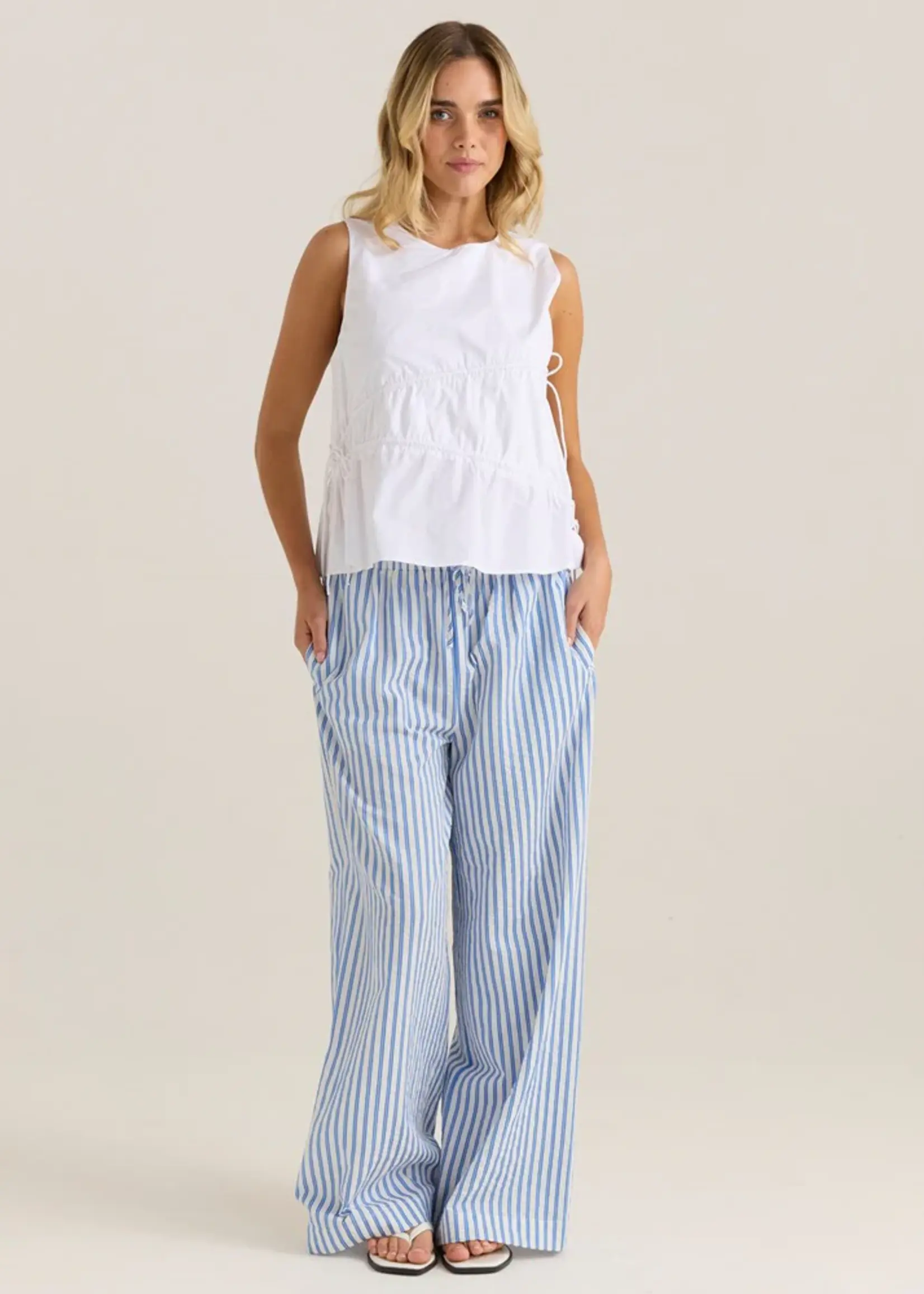 Sass Elin Gathered Tie Top - White