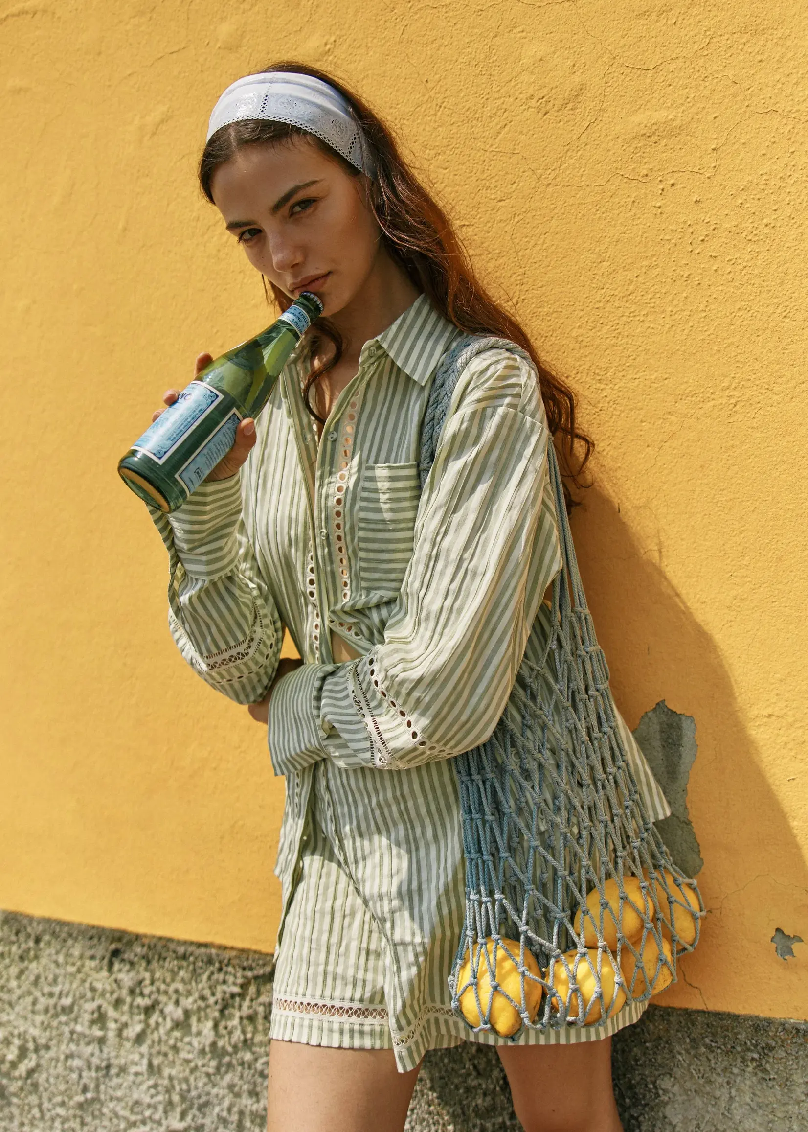 Nerida Trim Shirt - Olive Cream Stripe