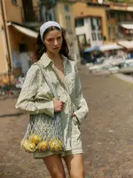 Nerida Trim Shirt - Olive Cream Stripe