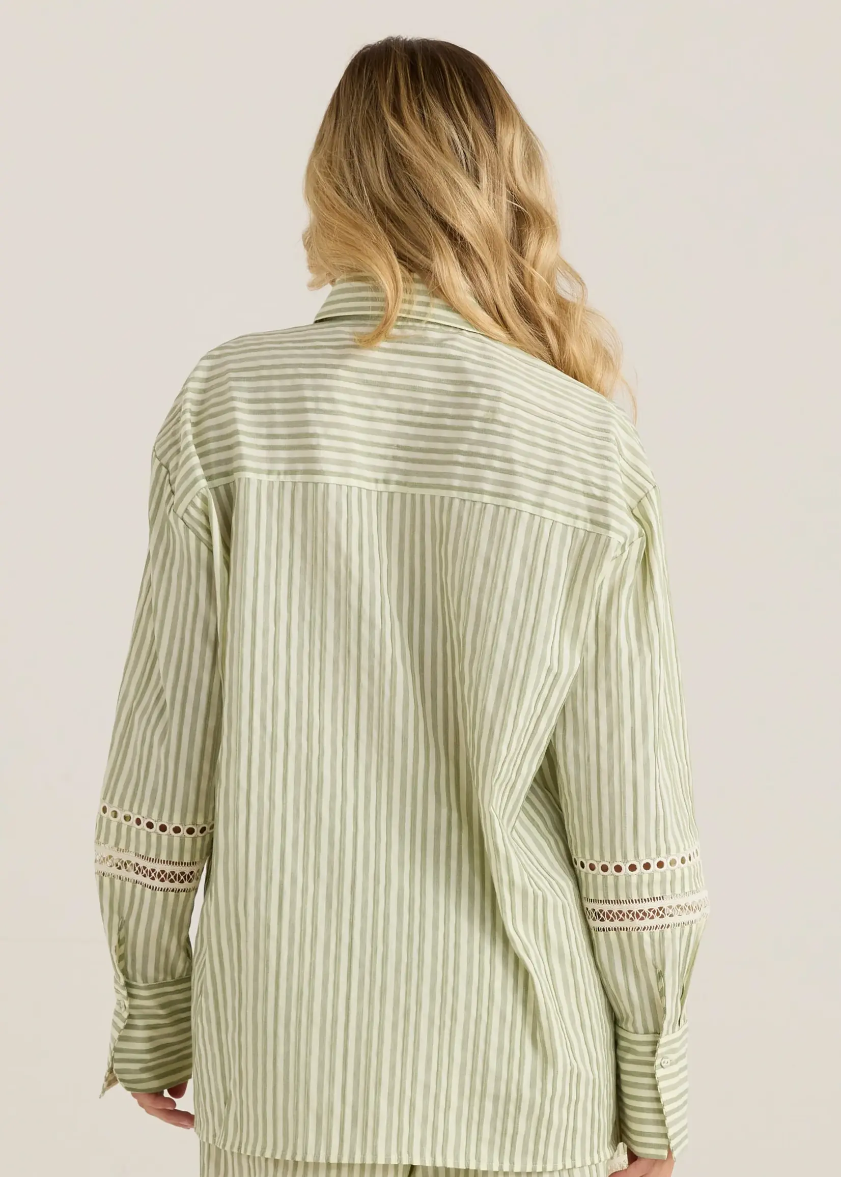 Sass Nerida Trim Shirt - Olive Cream Stripe