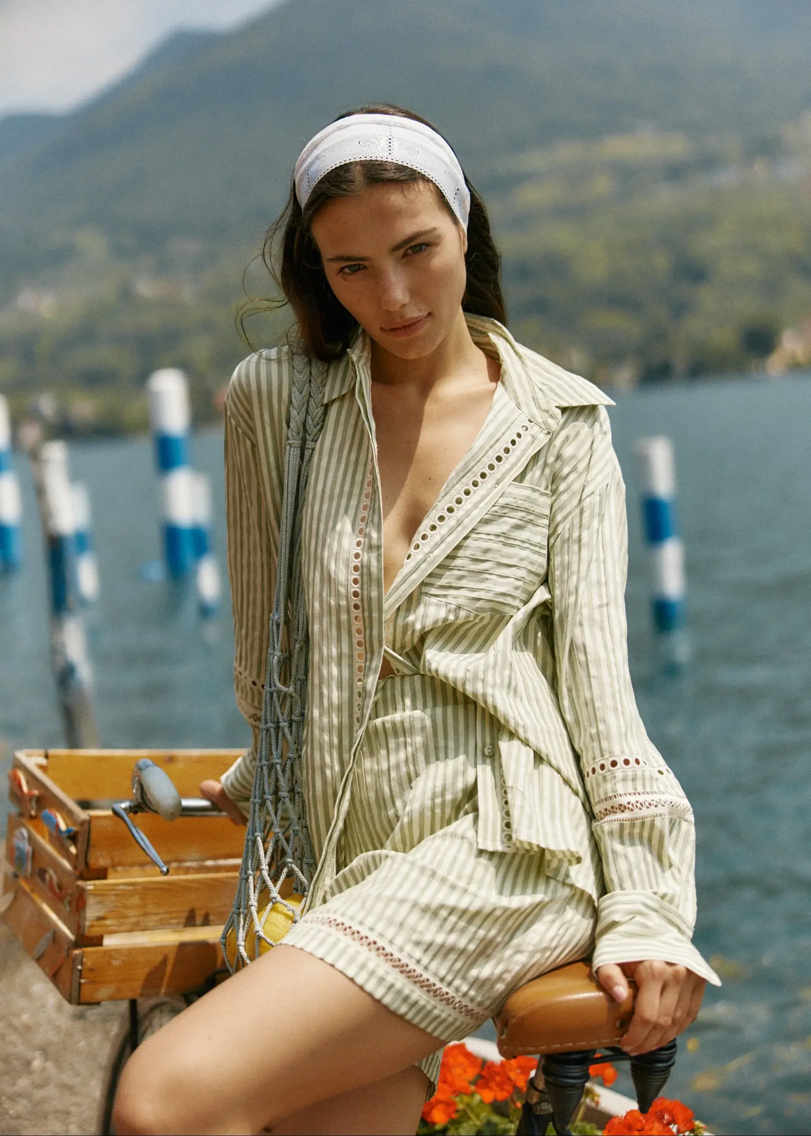 Nerida Trim Short - Olive Cream Stripe