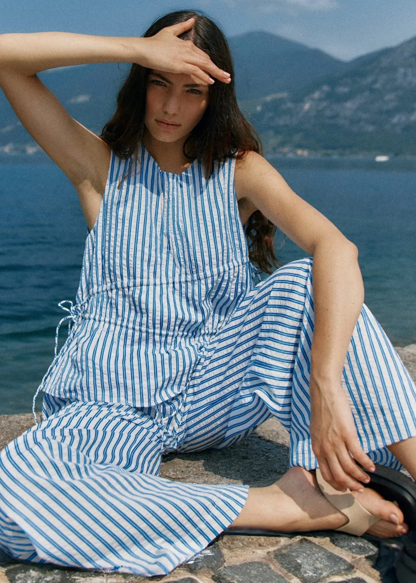 Aziza Pant - Blue/White Stripe
