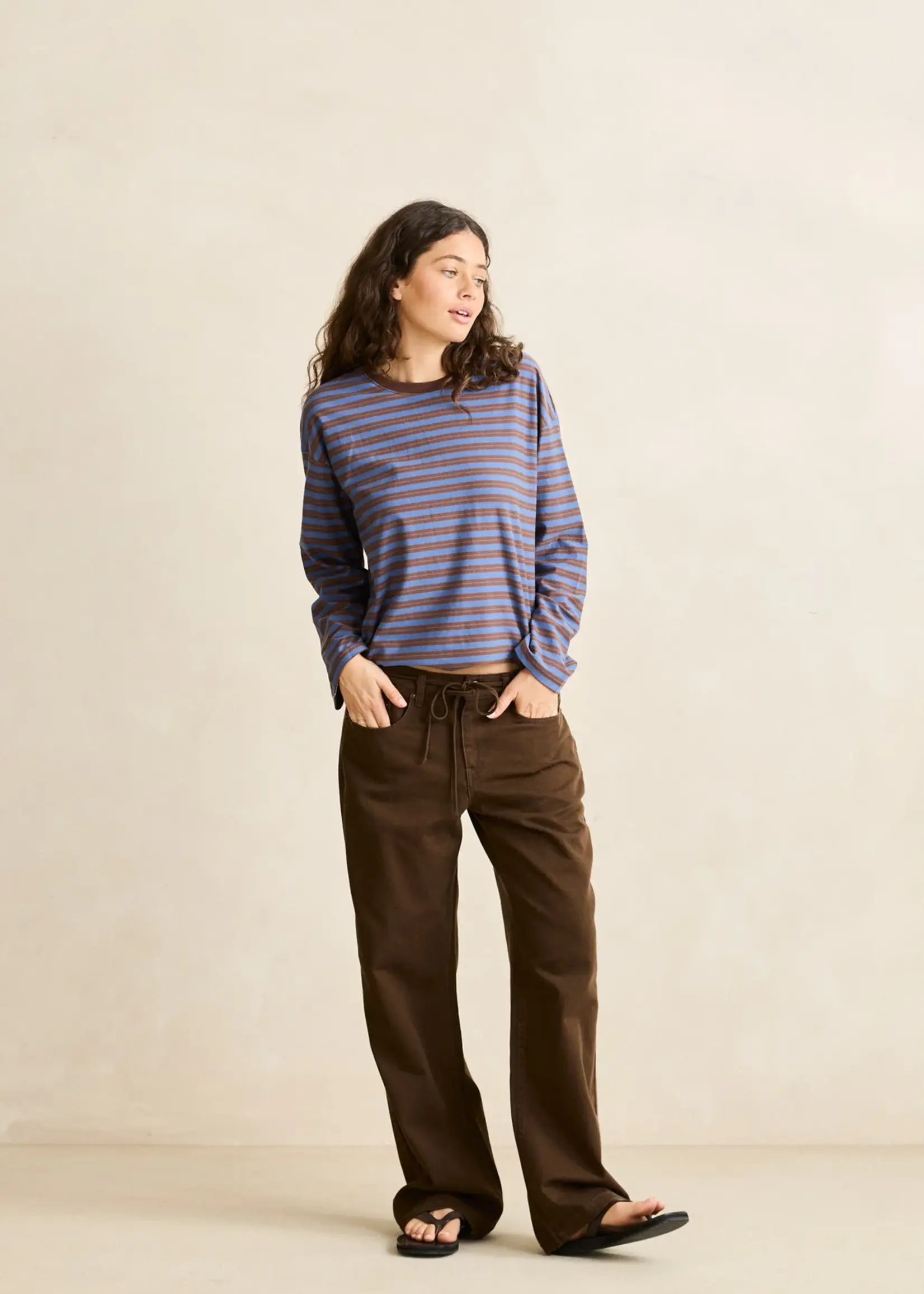 Rhythm Porto Stripe Long Sleeve - Cafe