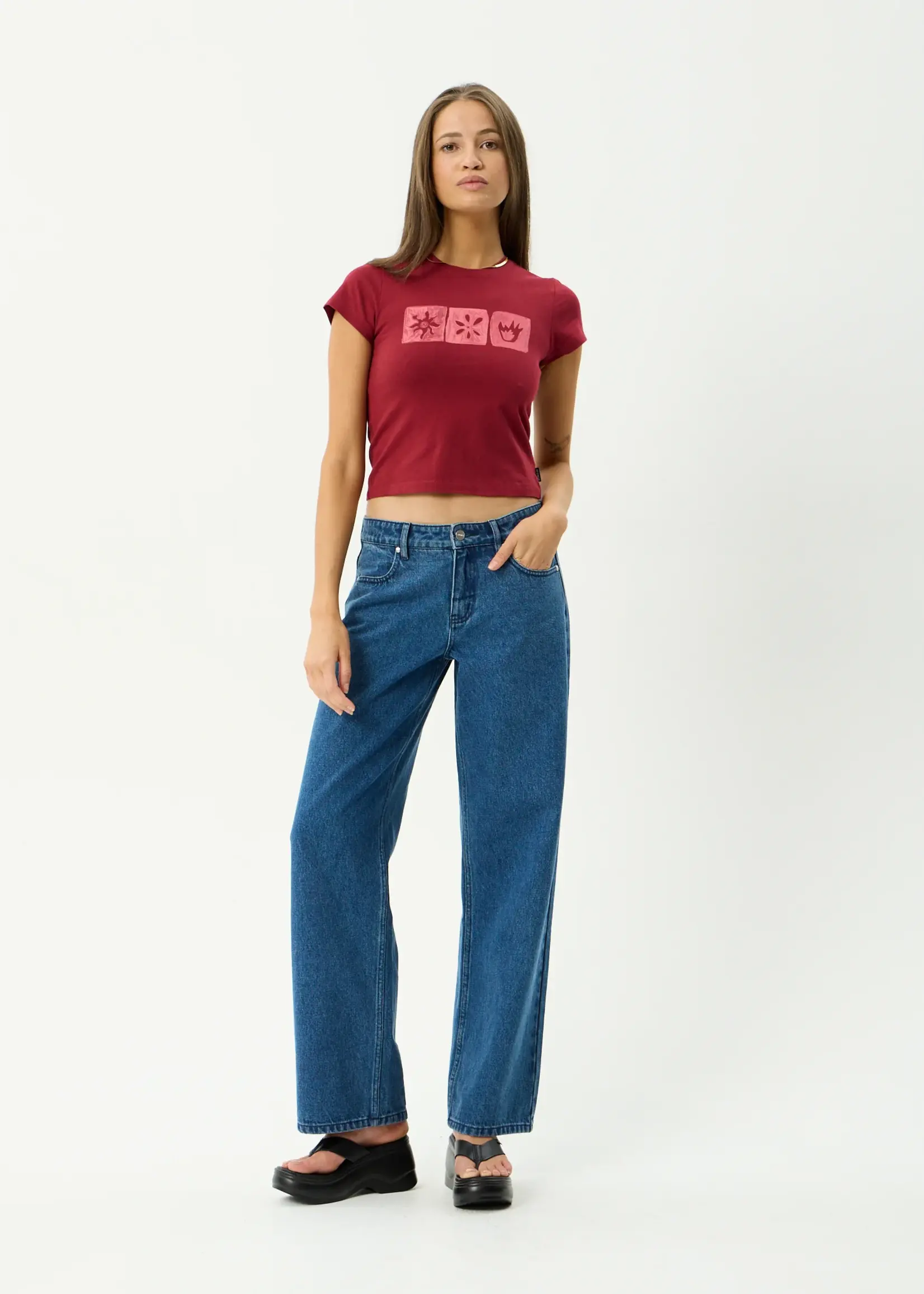 Afends Zephyr Baby Tee - Burgundy