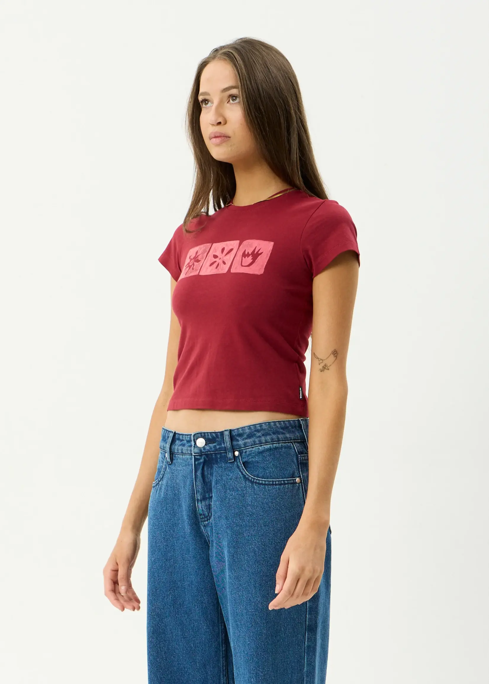 Afends Zephyr Baby Tee - Burgundy