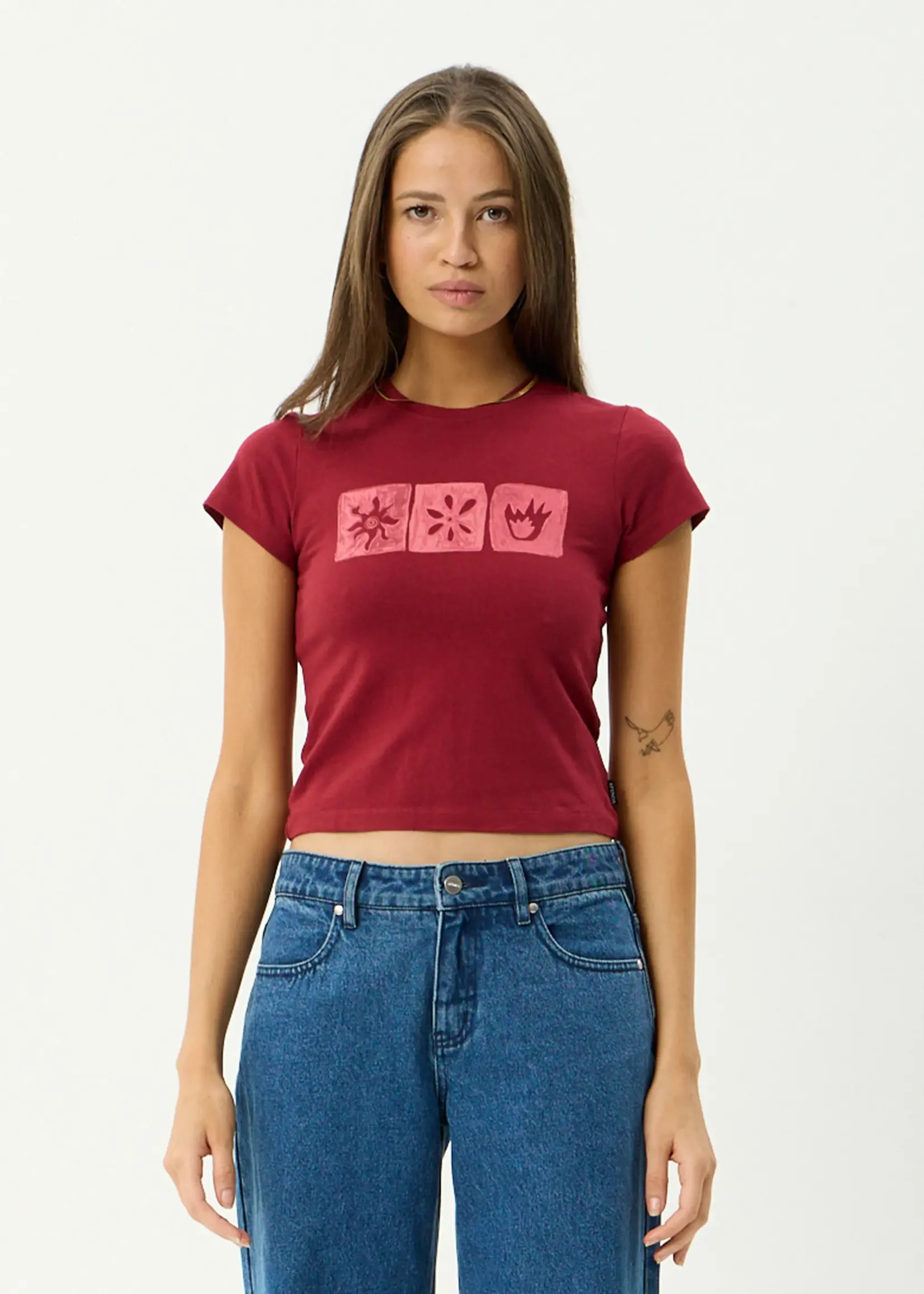Afends Zephyr Baby Tee - Burgundy