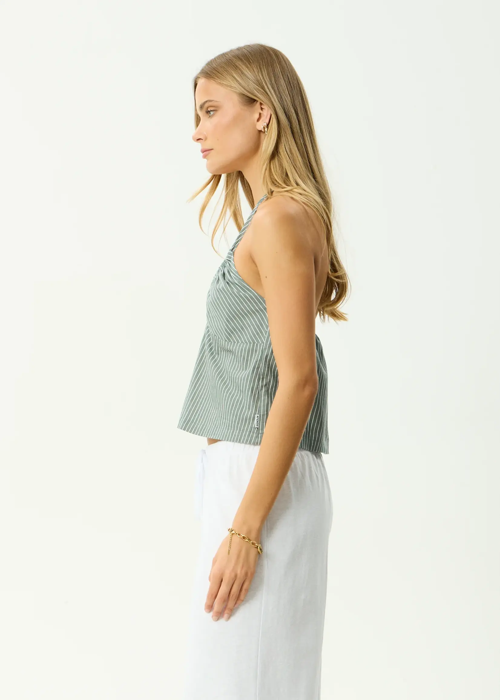 Afends Pinned Halter Top - Sycamore Stripe