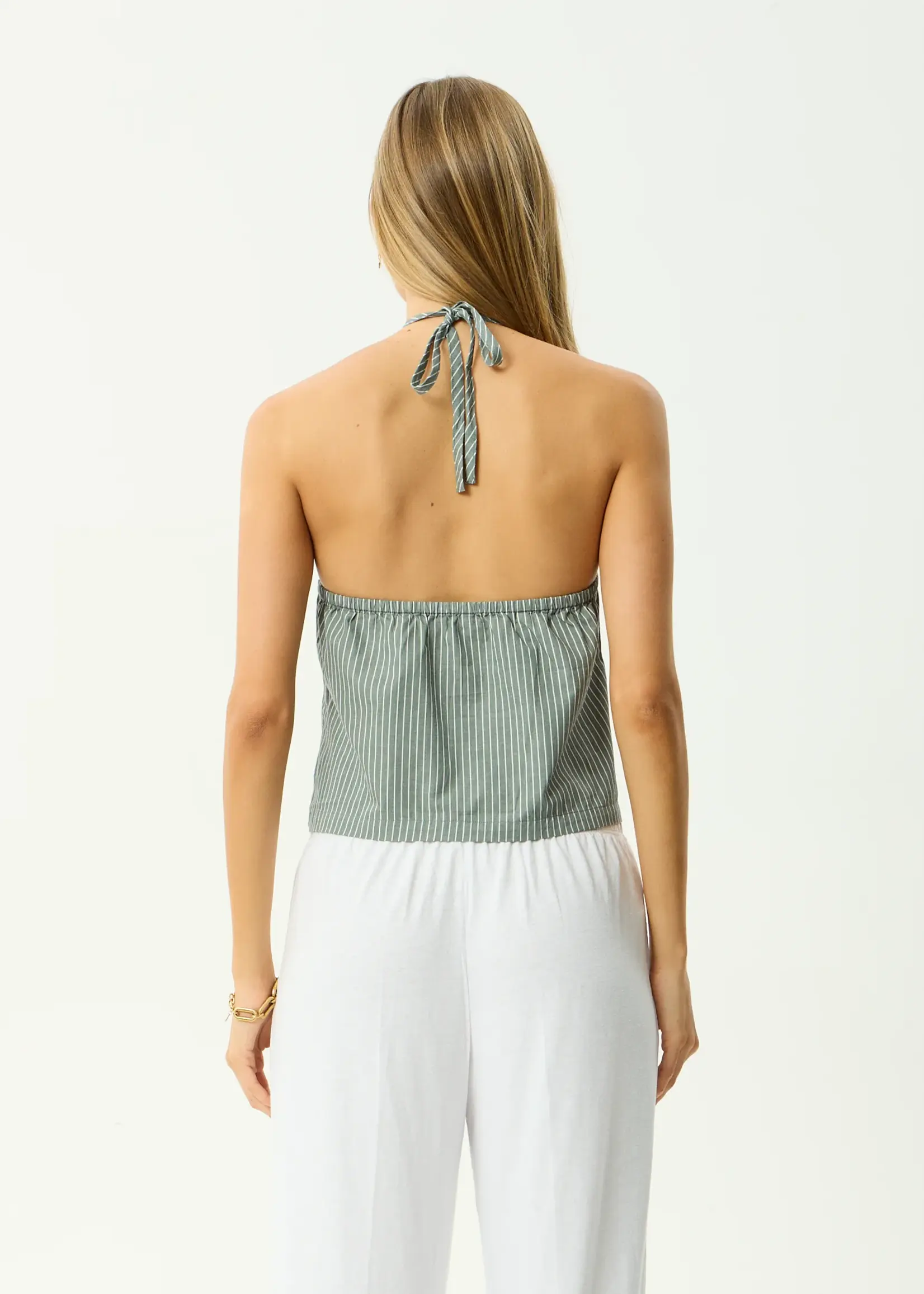 Afends Pinned Halter Top - Sycamore Stripe