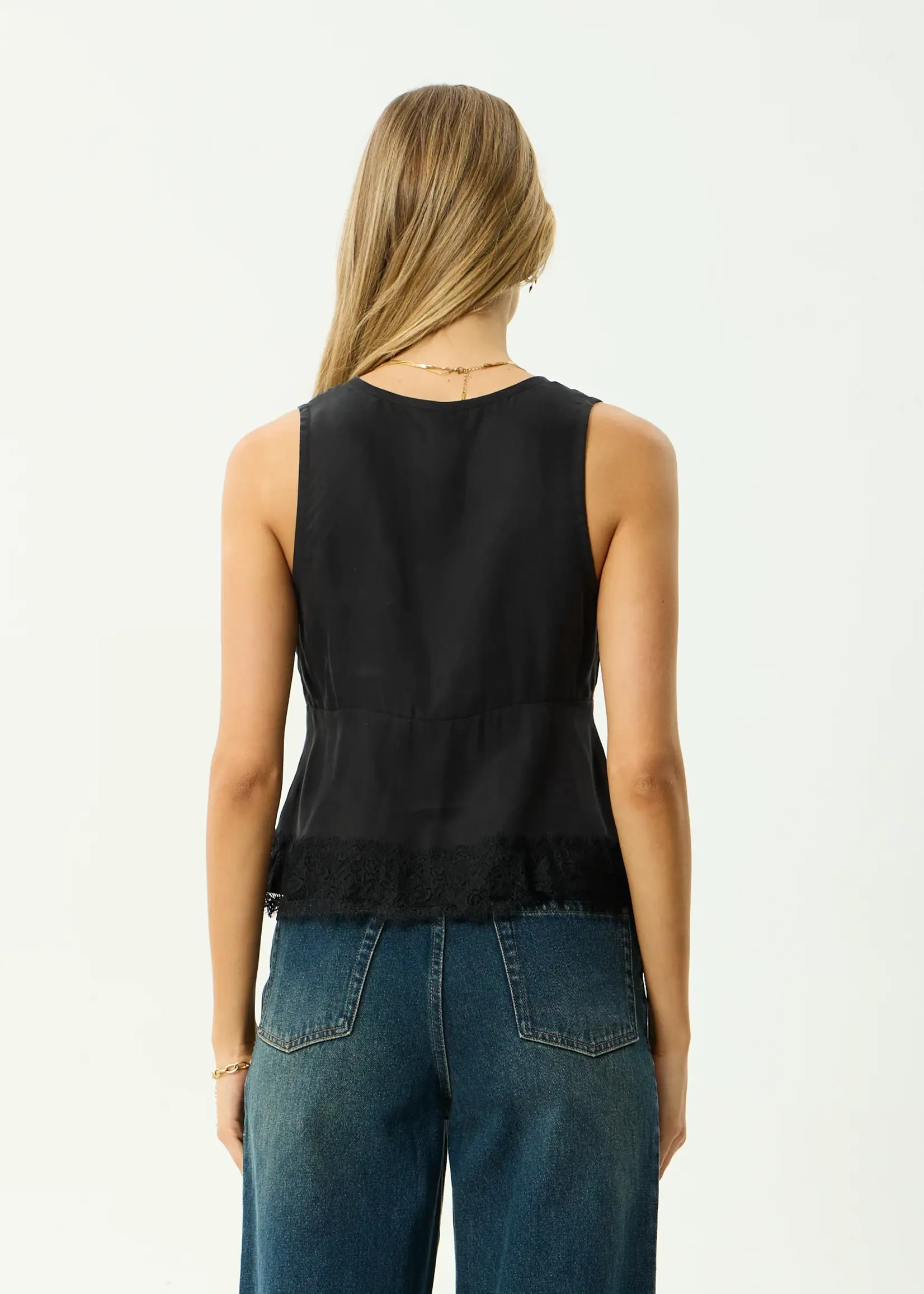 Afends Sinclair Cupro Tie Top - Black