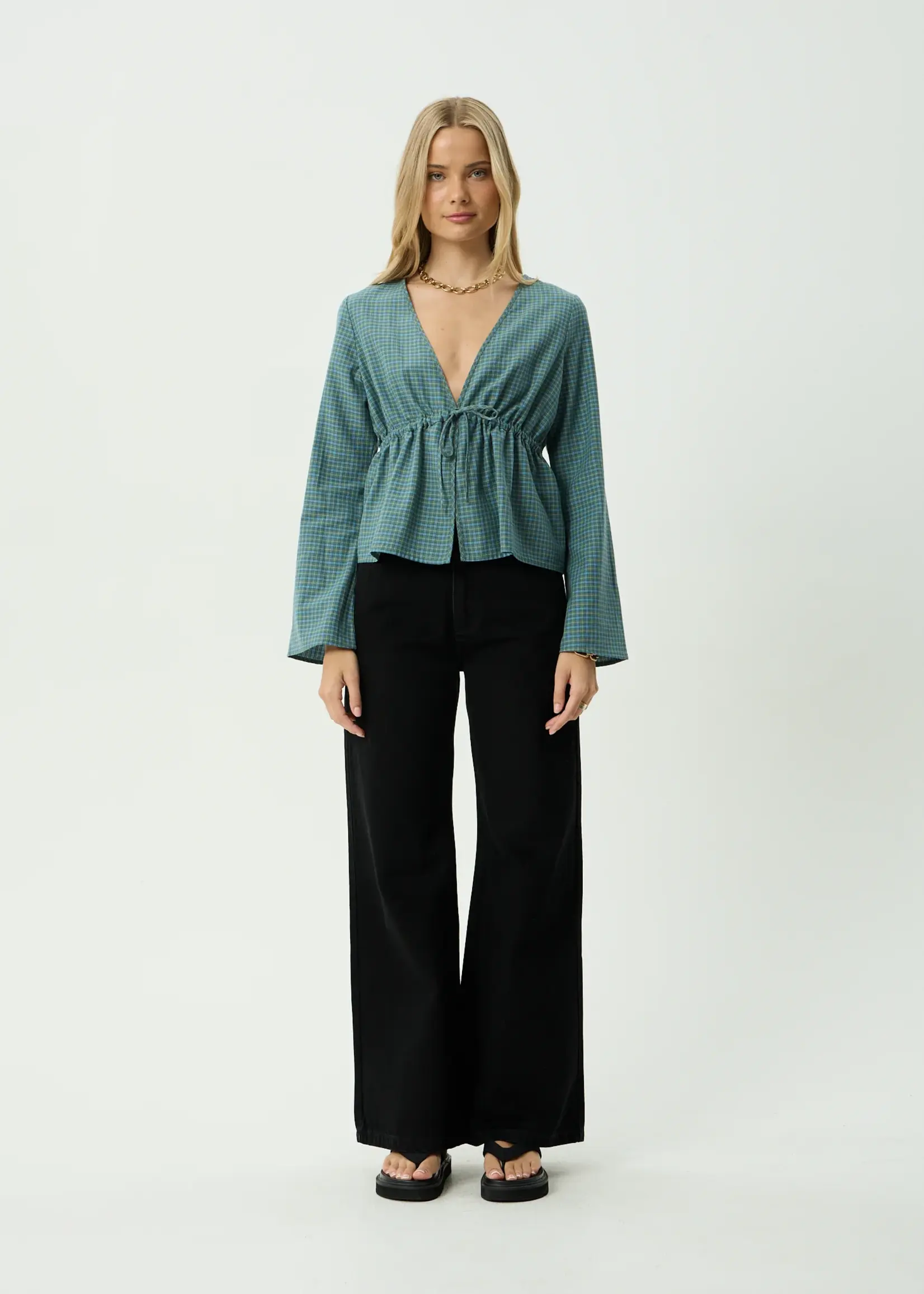 Afends Voyager Tie Top - Deep Olive
