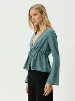 Afends Voyager Tie Top - Deep Olive