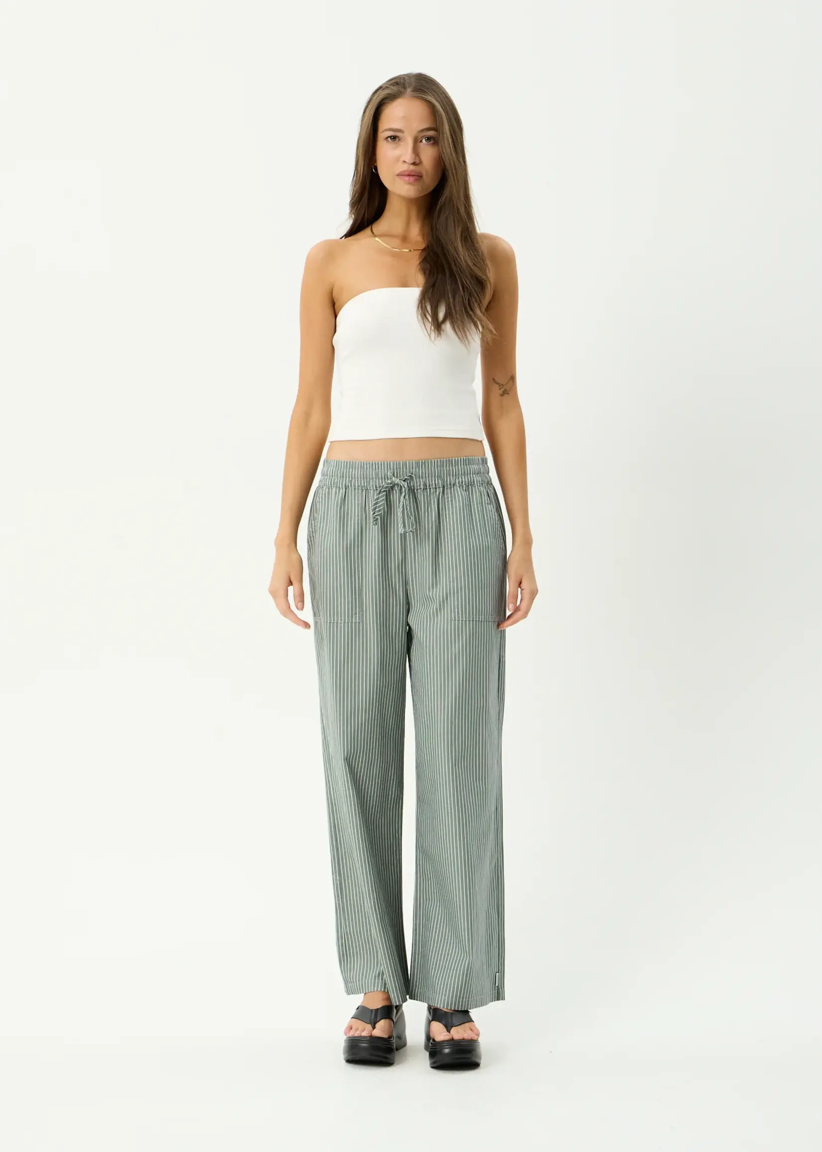 Afends Pinned Wide Leg Pant - Sycamore Stripe