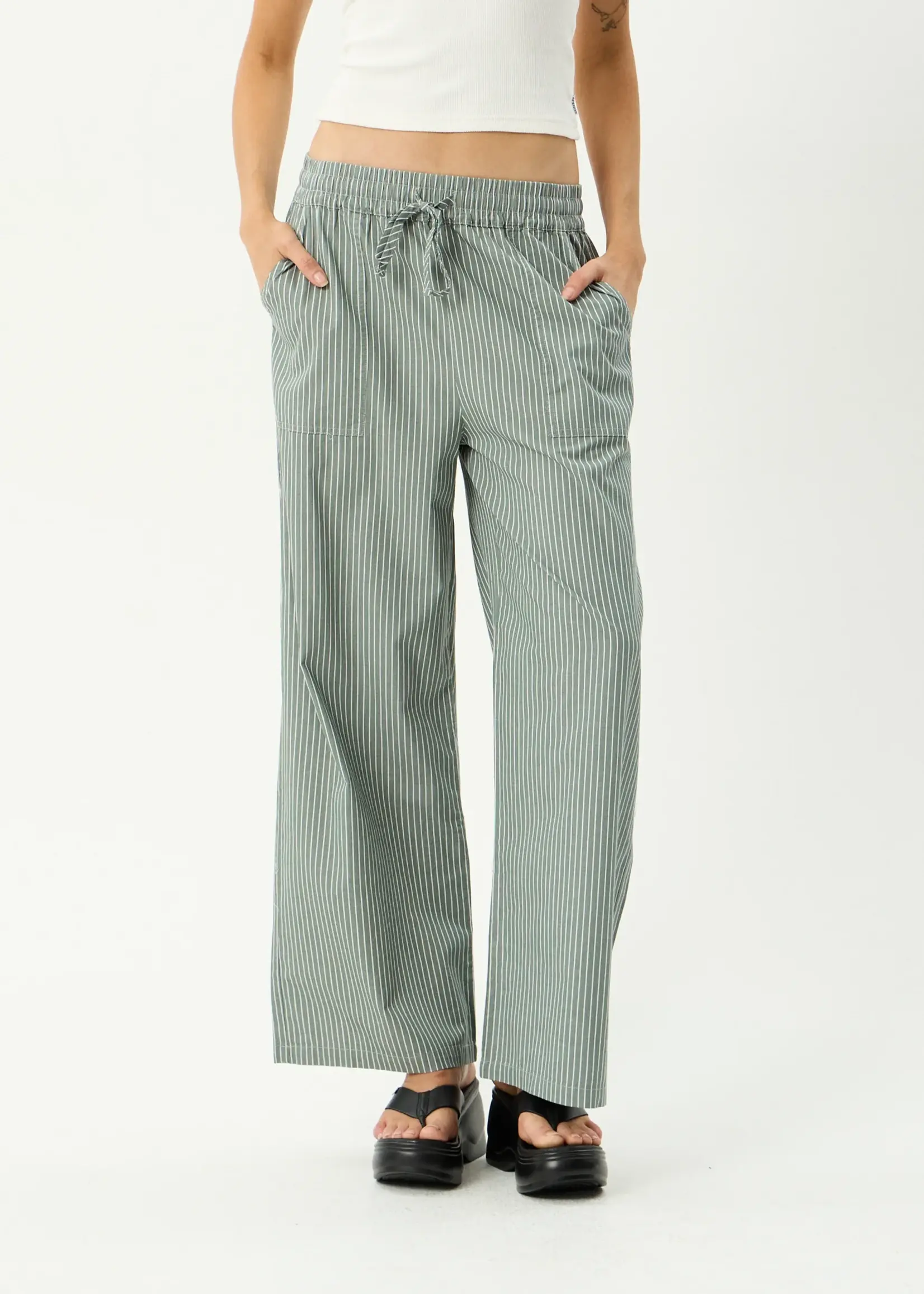 Afends Pinned Wide Leg Pant - Sycamore Stripe
