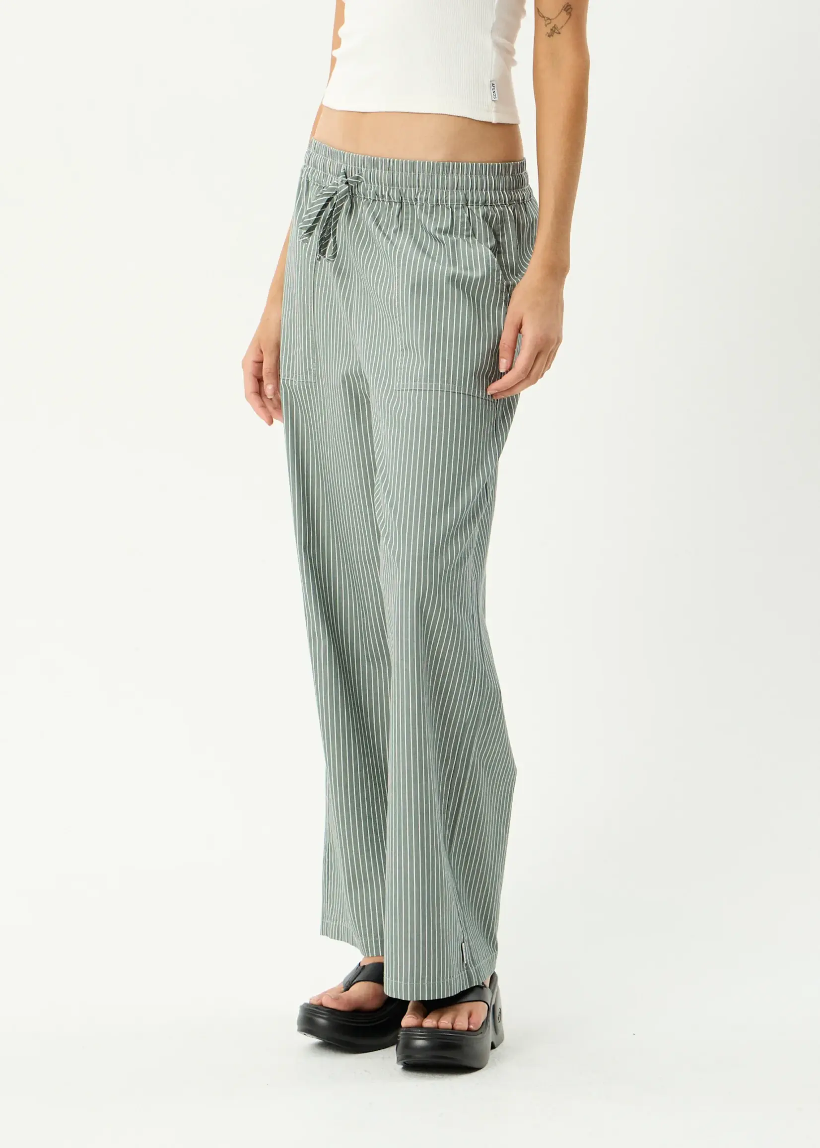 Pinned Wide Leg Pant - Sycamore Stripe