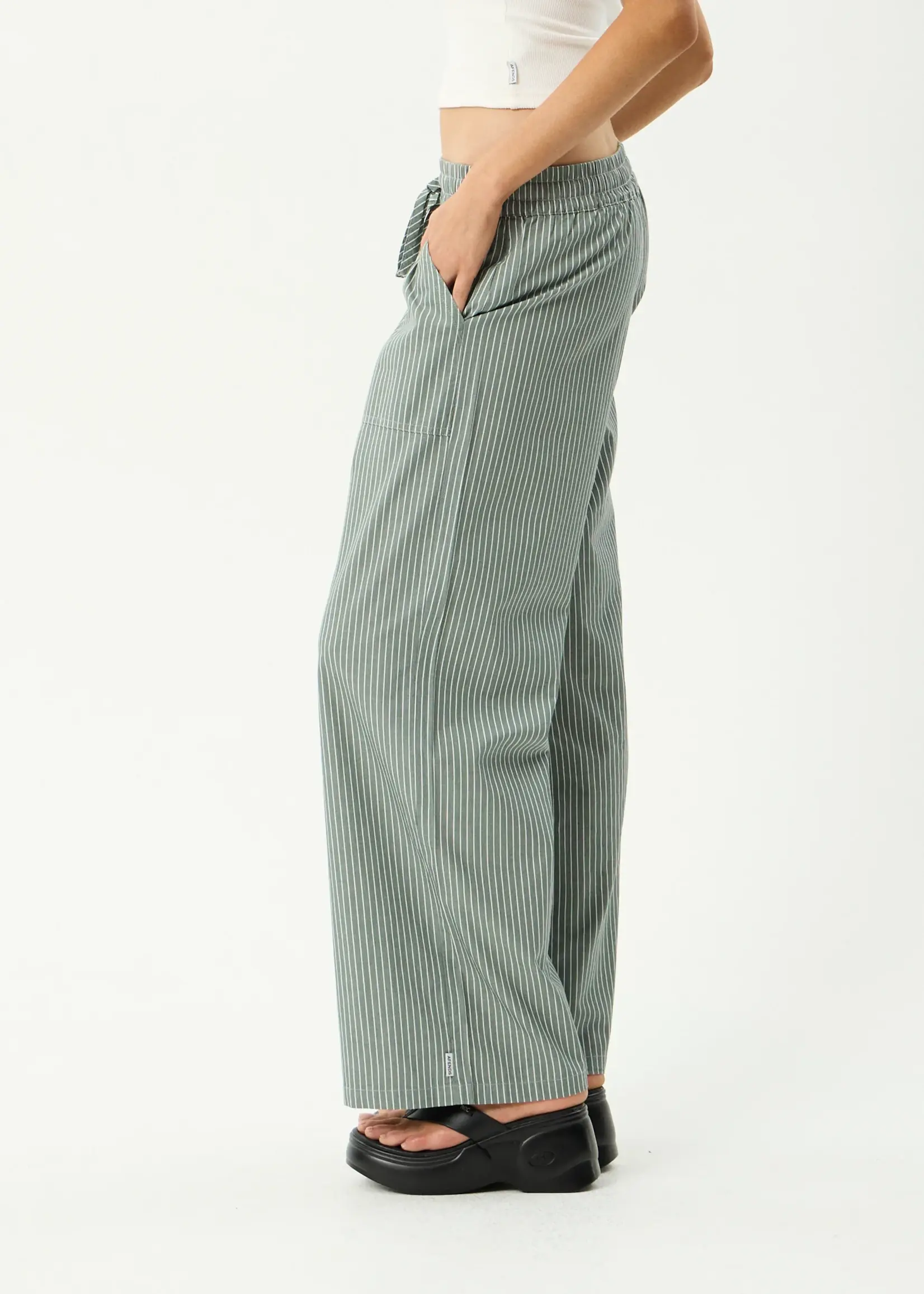 Afends Pinned Wide Leg Pant - Sycamore Stripe