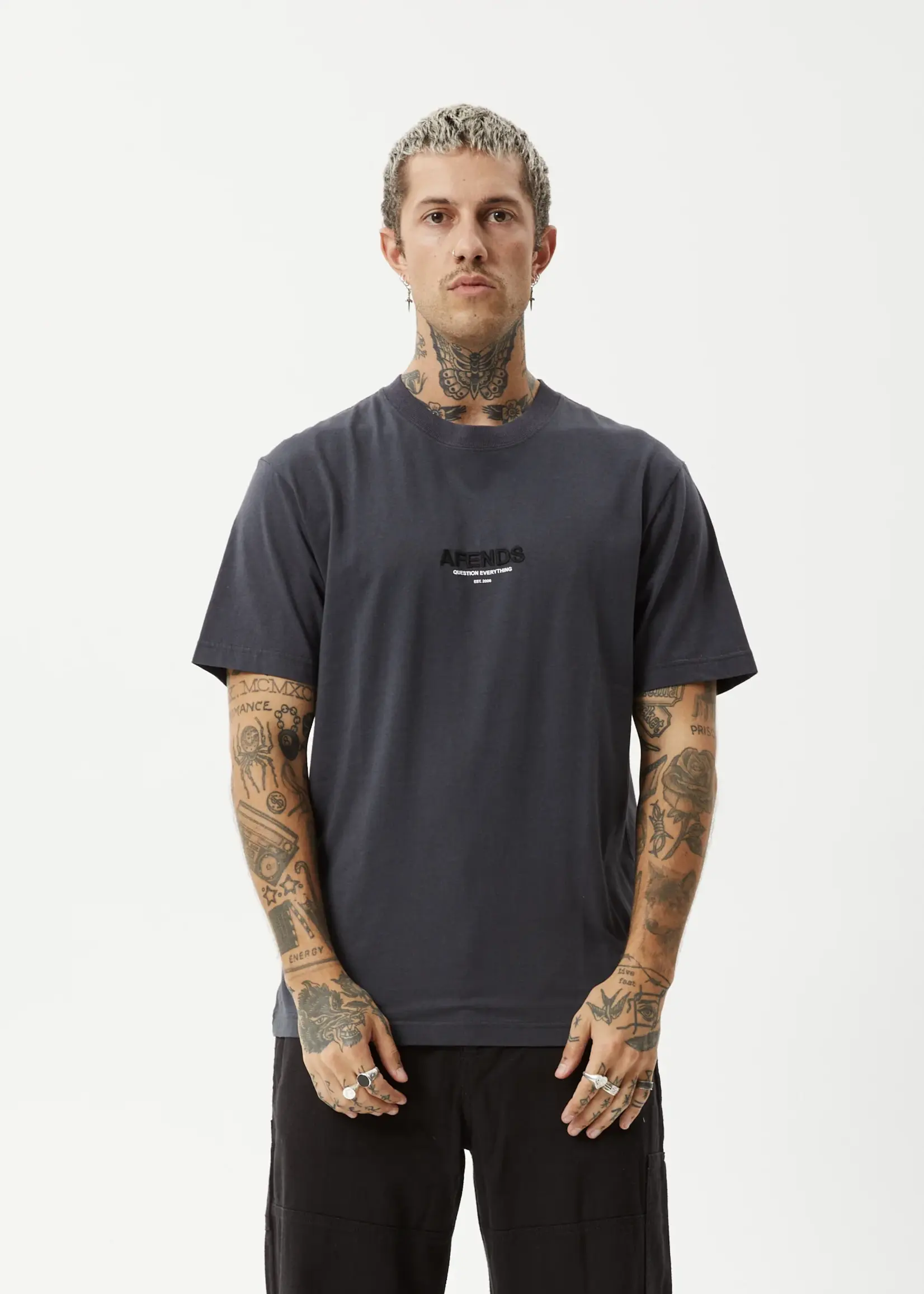 Afends Vinyl Retro Tee - Charcoal
