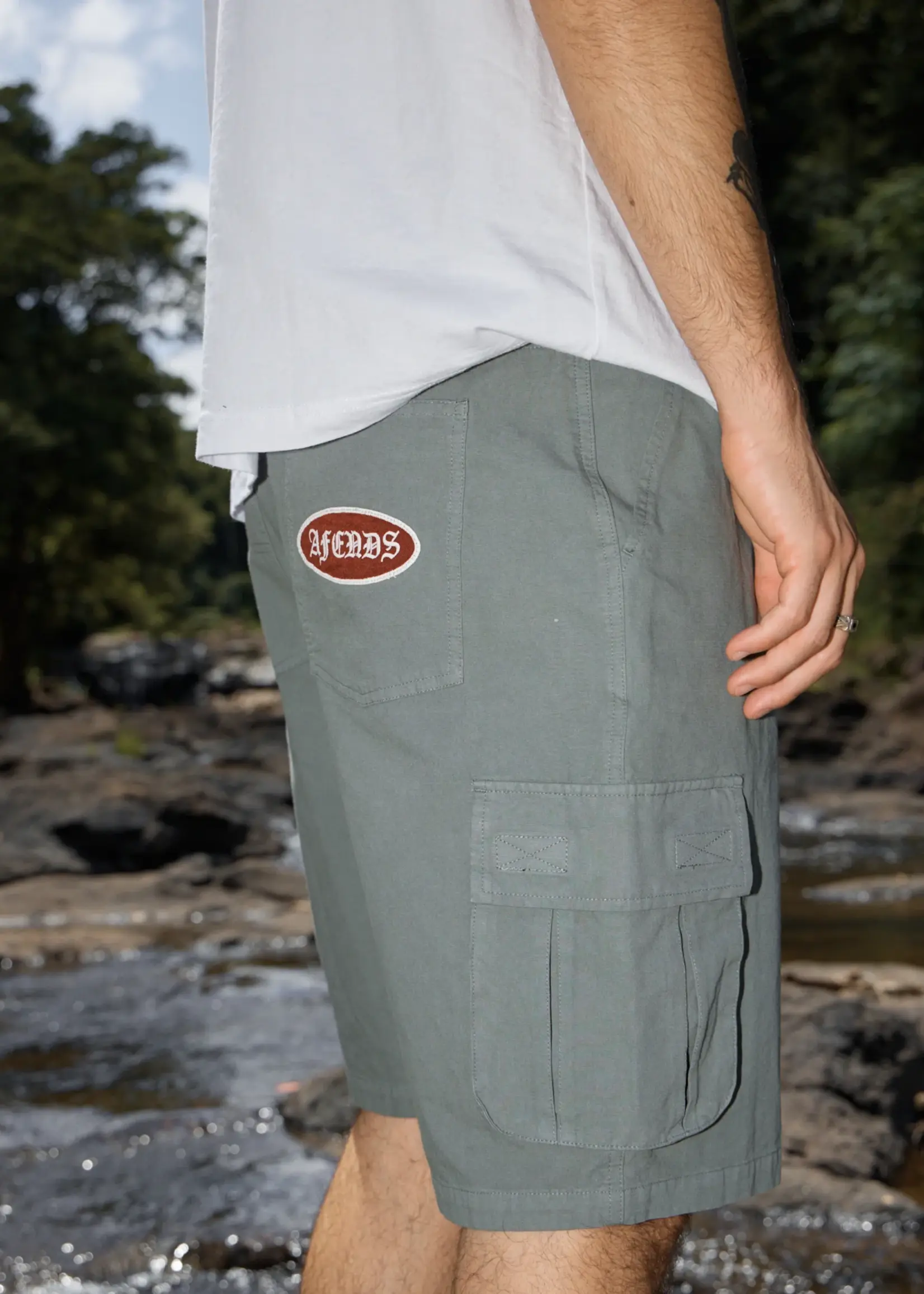 Afends Summit Pleated Cargo Short 22" - Washed Sycamore