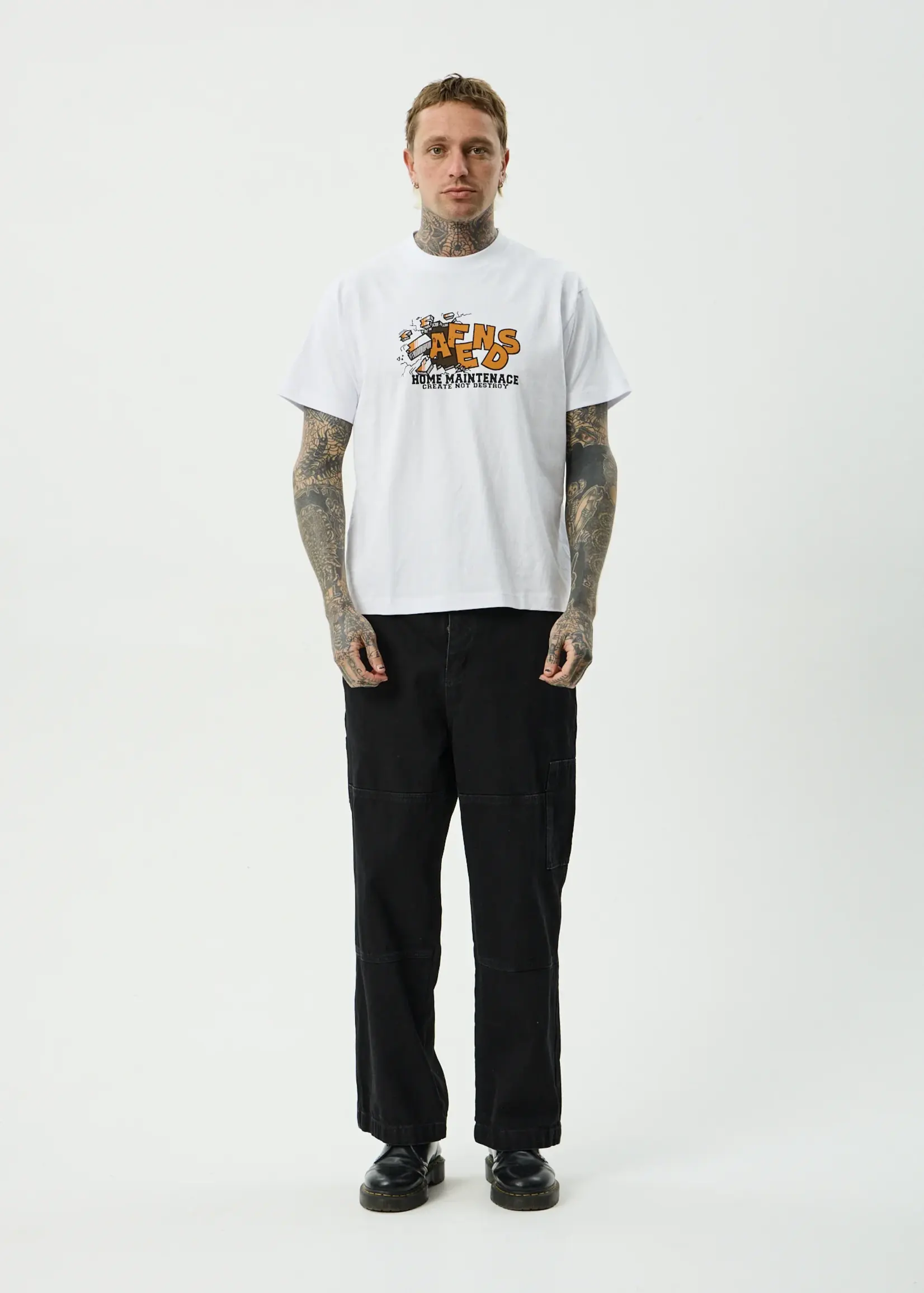 Afends Maintenance Boxy Tee - White