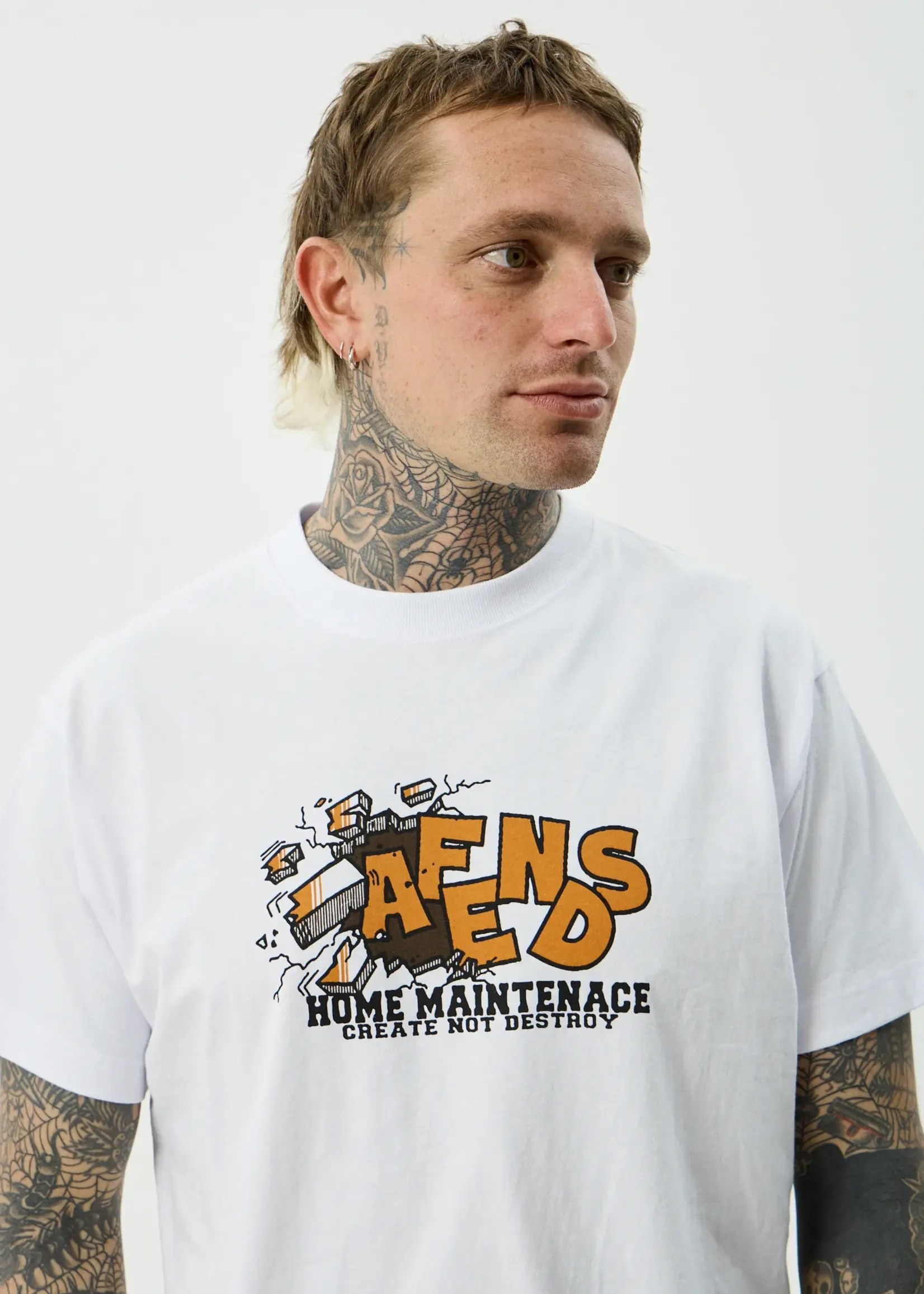 Afends Maintenance Boxy Tee - White