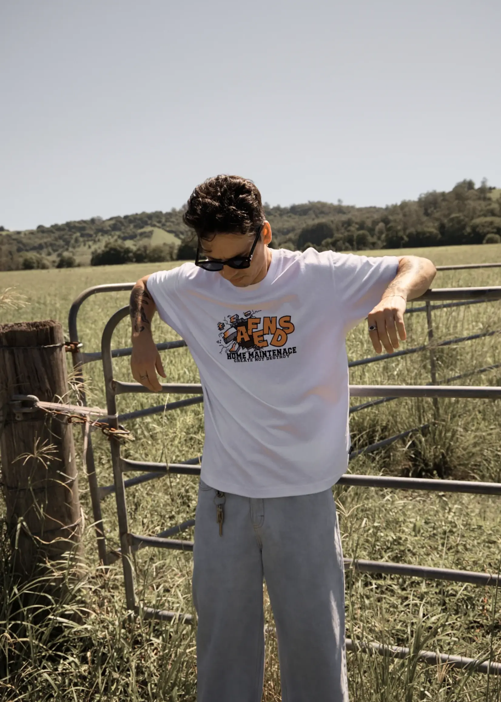 Afends Maintenance Boxy Tee - White