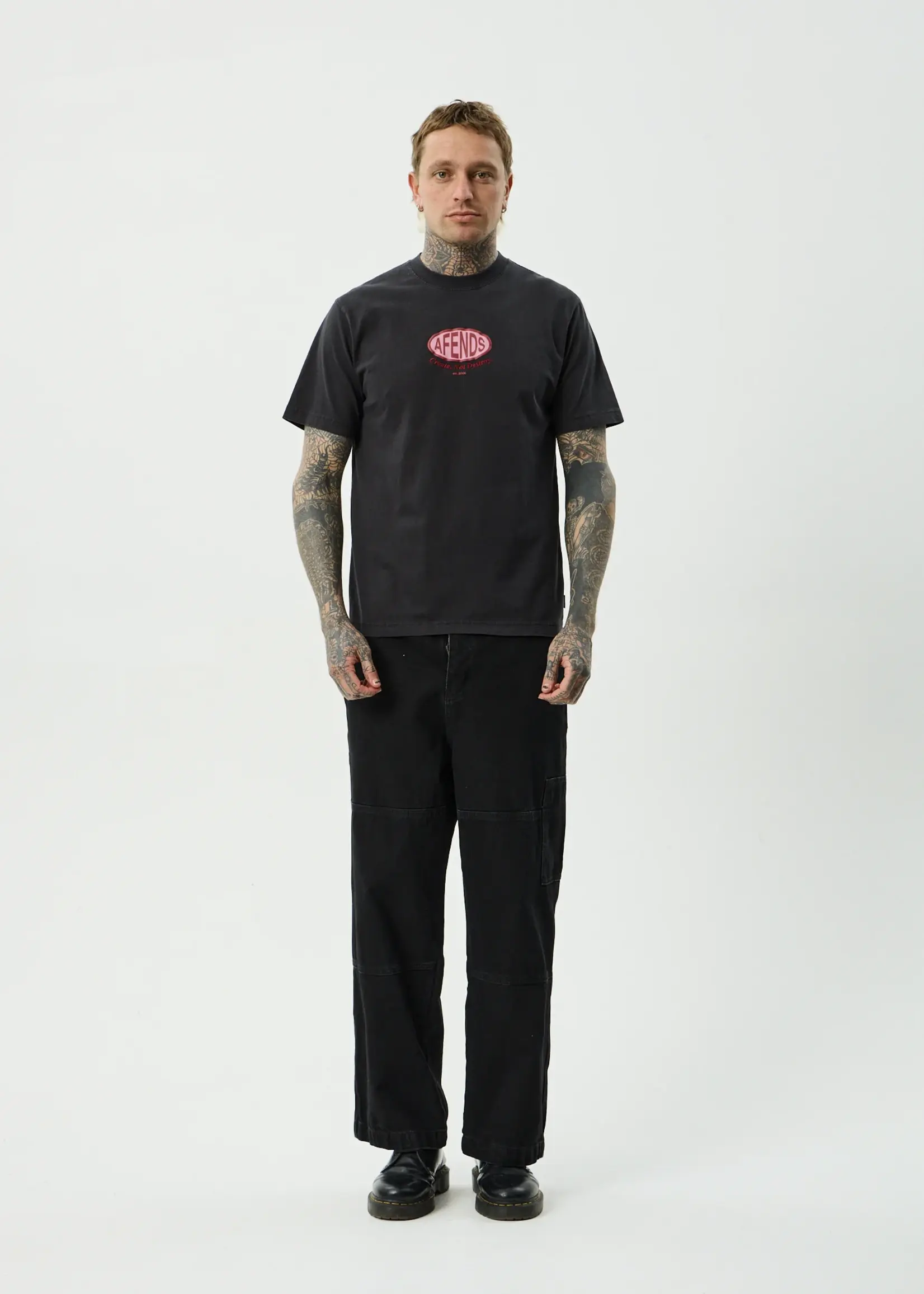 Afends Destroyed Retro Tee - Stone Black