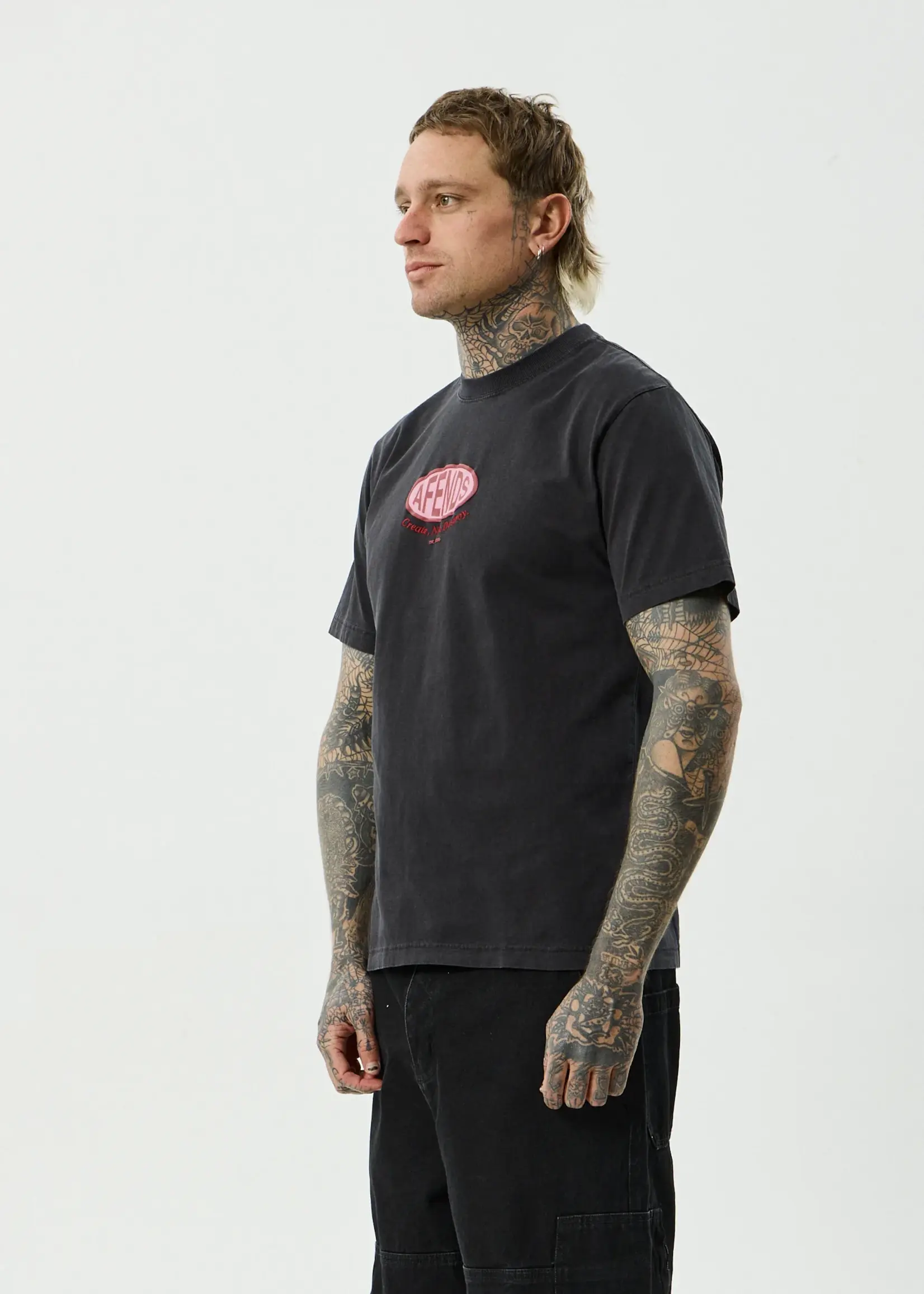 Afends Destroyed Retro Tee - Stone Black