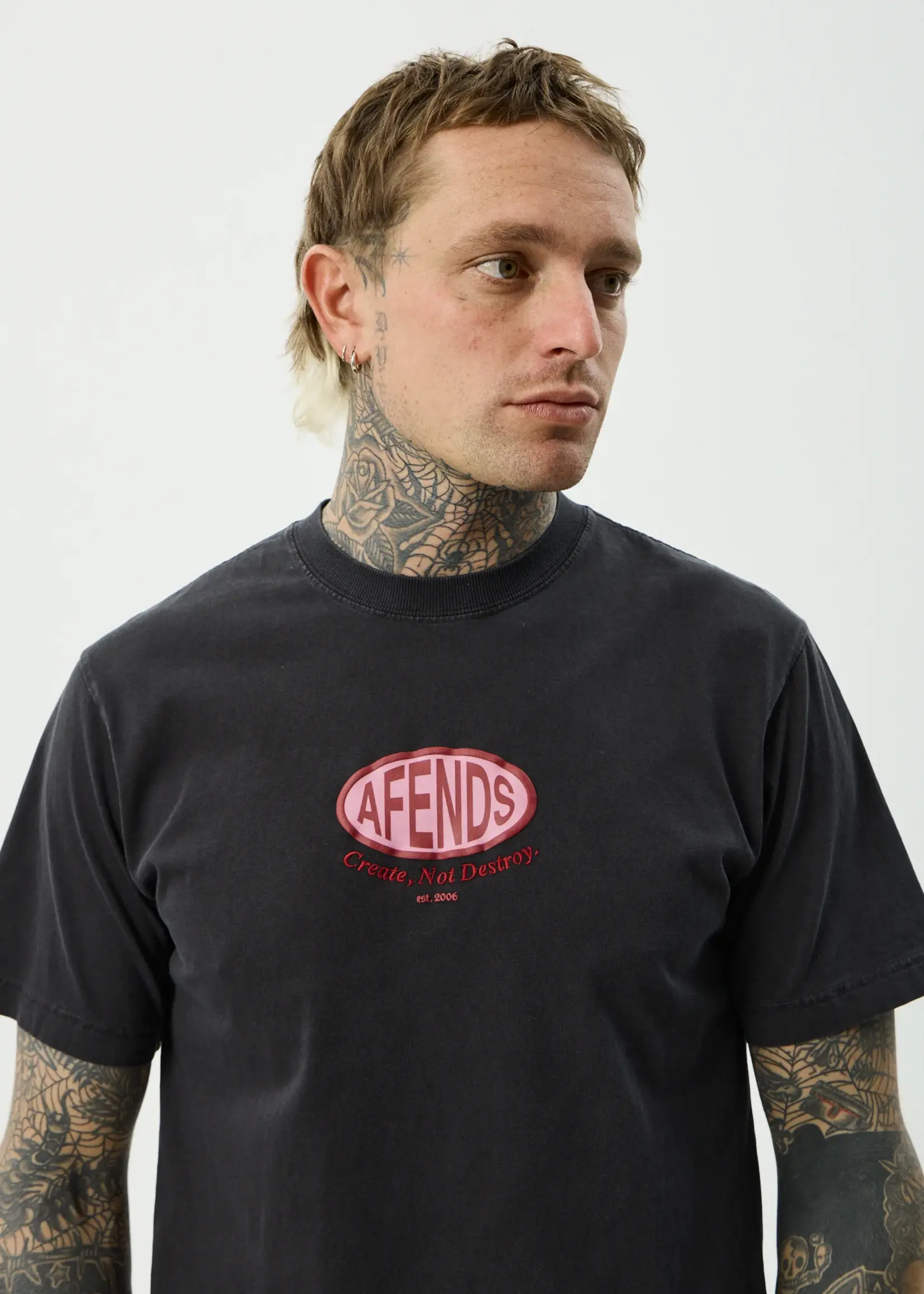 Afends Destroyed Retro Tee - Stone Black