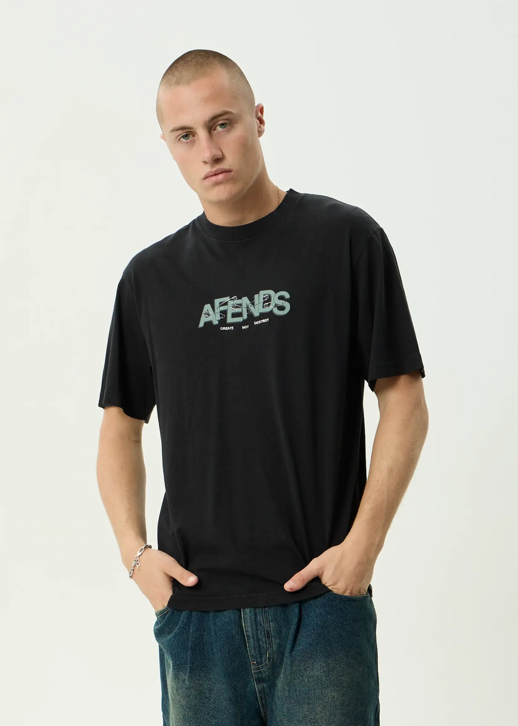 Afends Safety Retro Tee - Stone Black