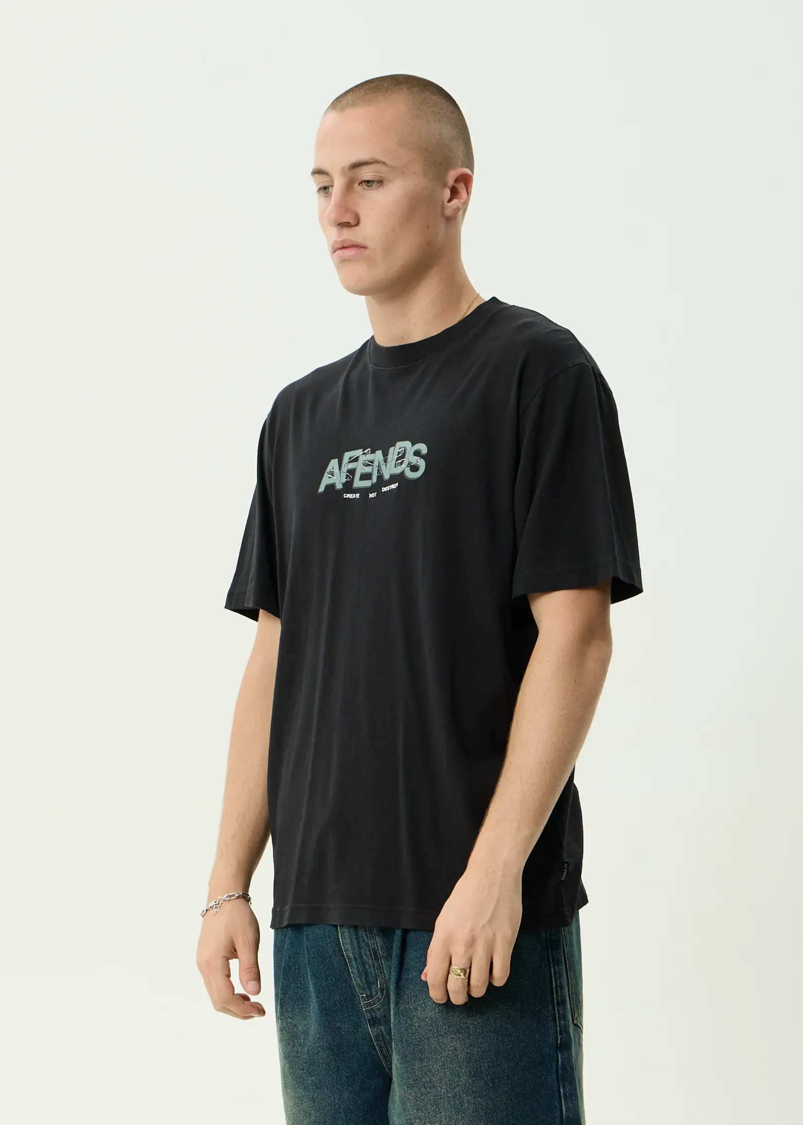 Afends Safety Retro Tee - Stone Black