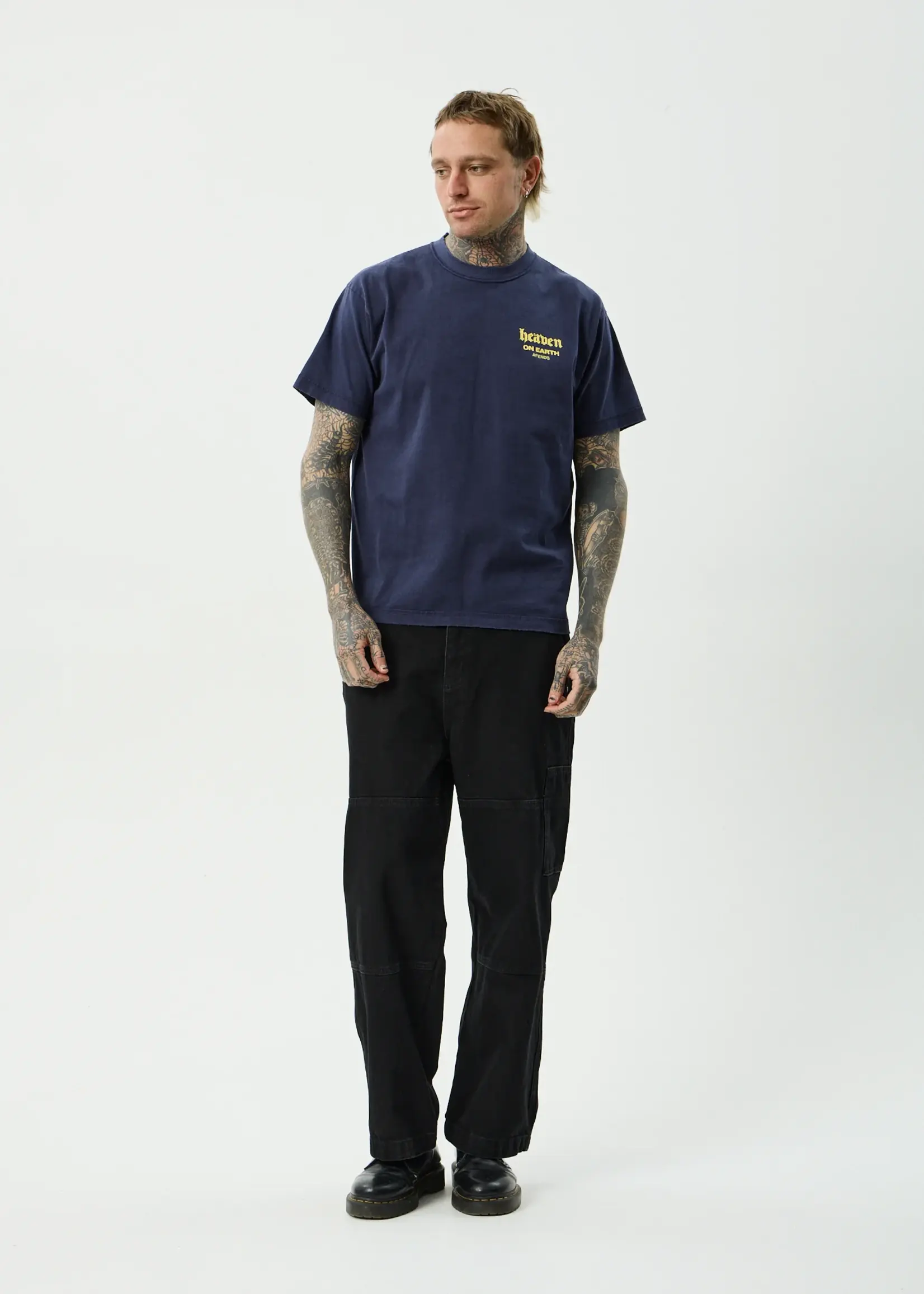 Afends Heaven Heavyweight Boxy Tee - Washed Deep Sea