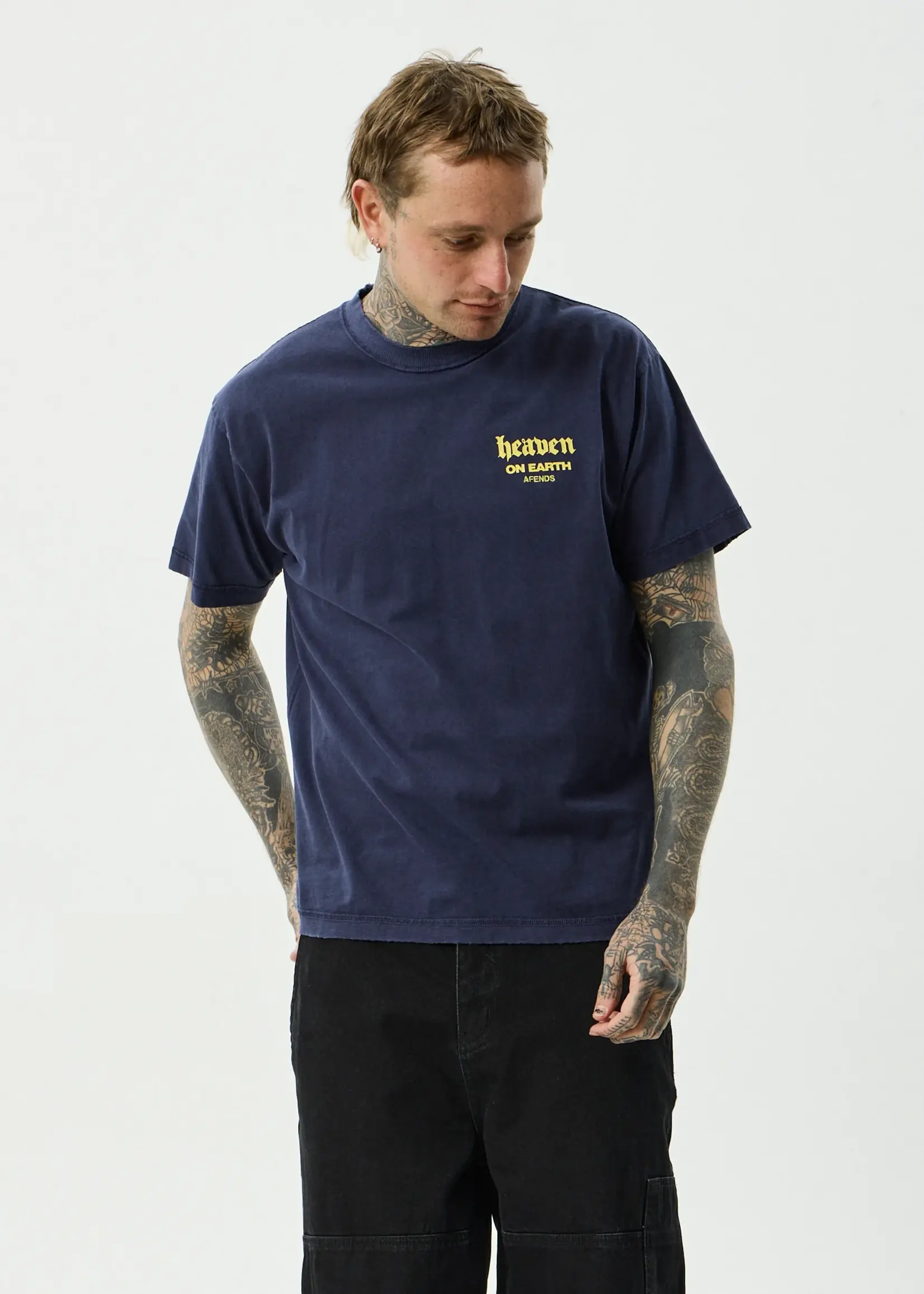 Afends Heaven Heavyweight Boxy Tee - Washed Deep Sea