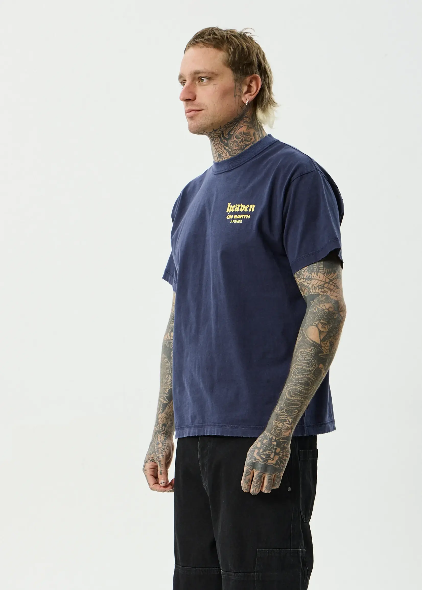 Afends Heaven Heavyweight Boxy Tee - Washed Deep Sea