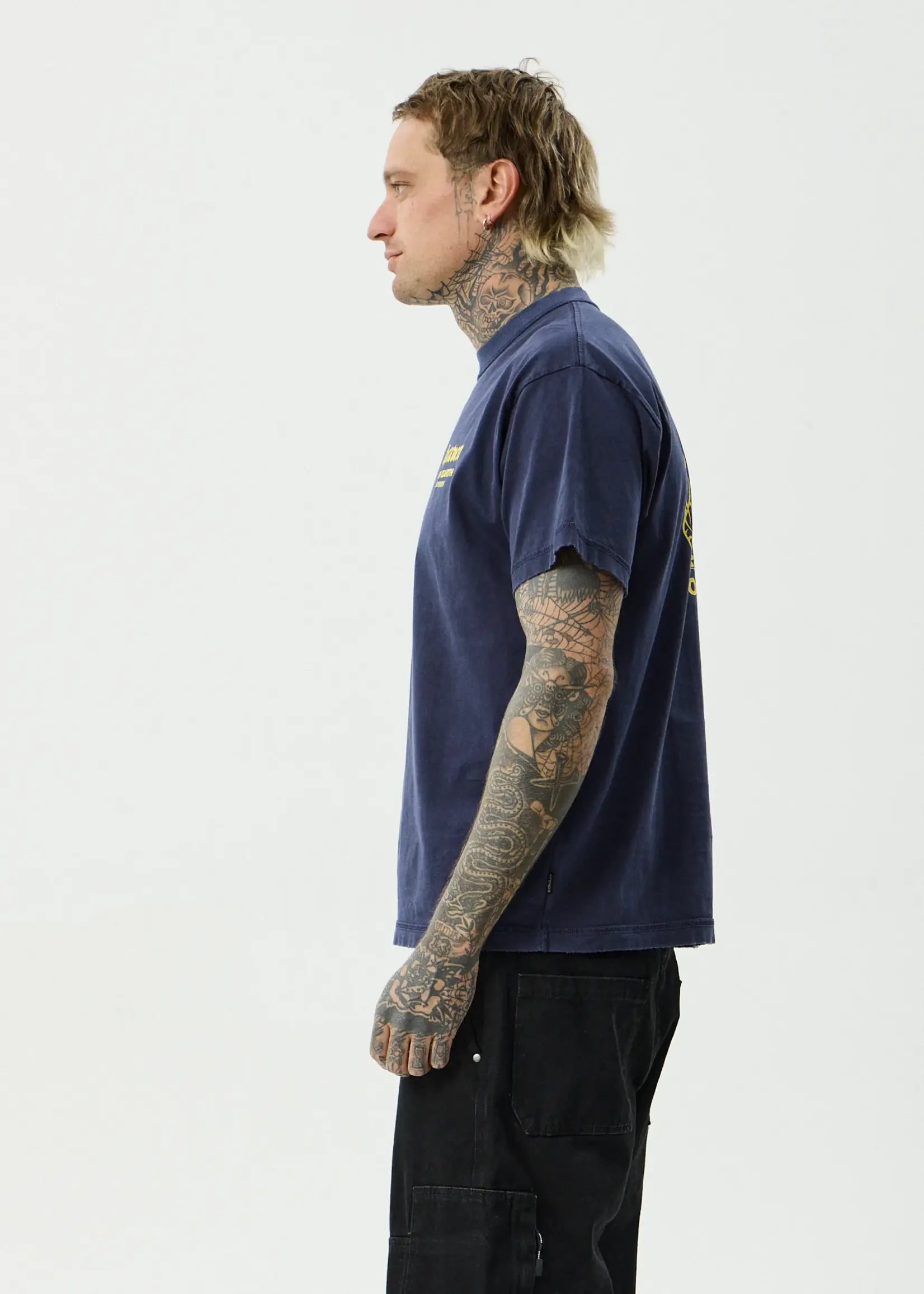 Afends Heaven Heavyweight Boxy Tee - Washed Deep Sea