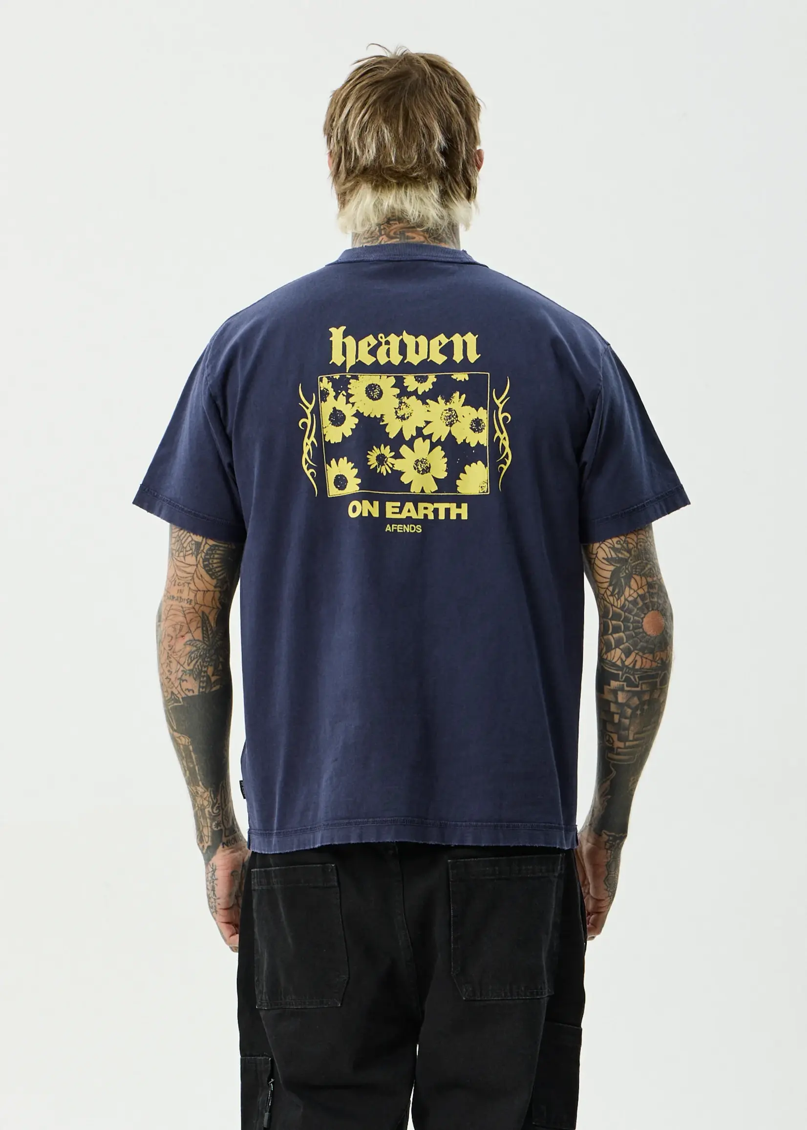 Afends Heaven Heavyweight Boxy Tee - Washed Deep Sea